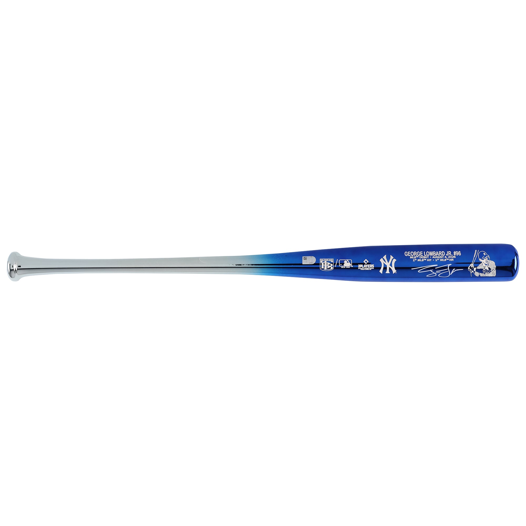 Bâton chromé Big Time Bats autographié par George Lombard Jr. des Yankees de New York