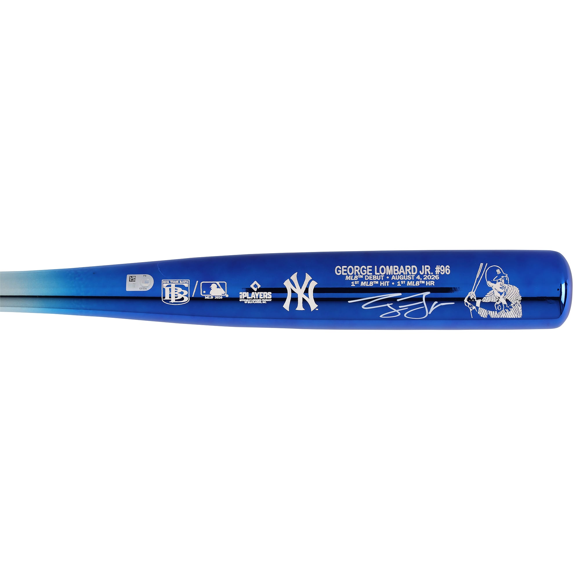 Bâton chromé Big Time Bats autographié par George Lombard Jr. des Yankees de New York