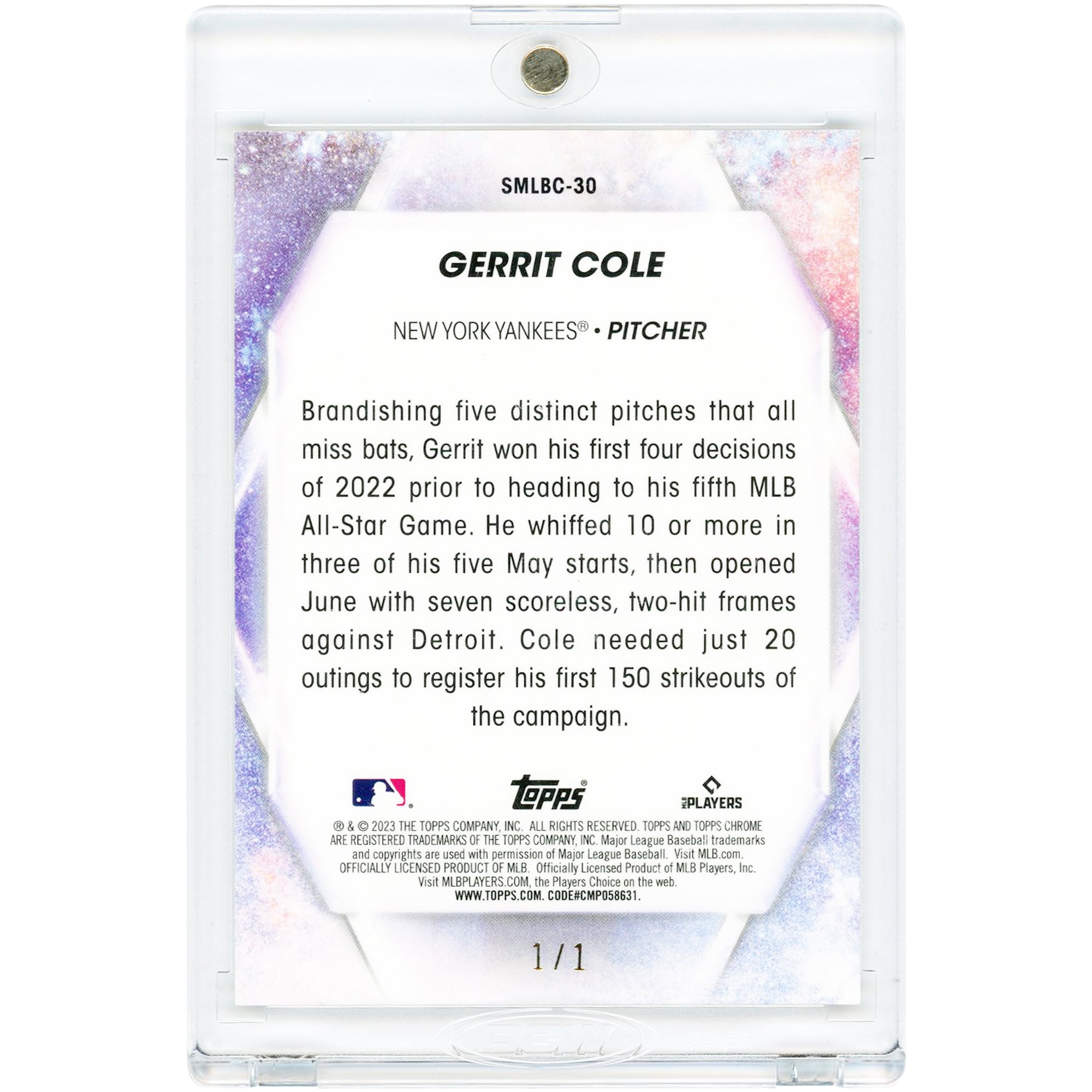 Gerrit Cole New York Yankees 2023 Topps Chrome Stars of the MLB Superfractor #SMLBC-30 #1/1 Card