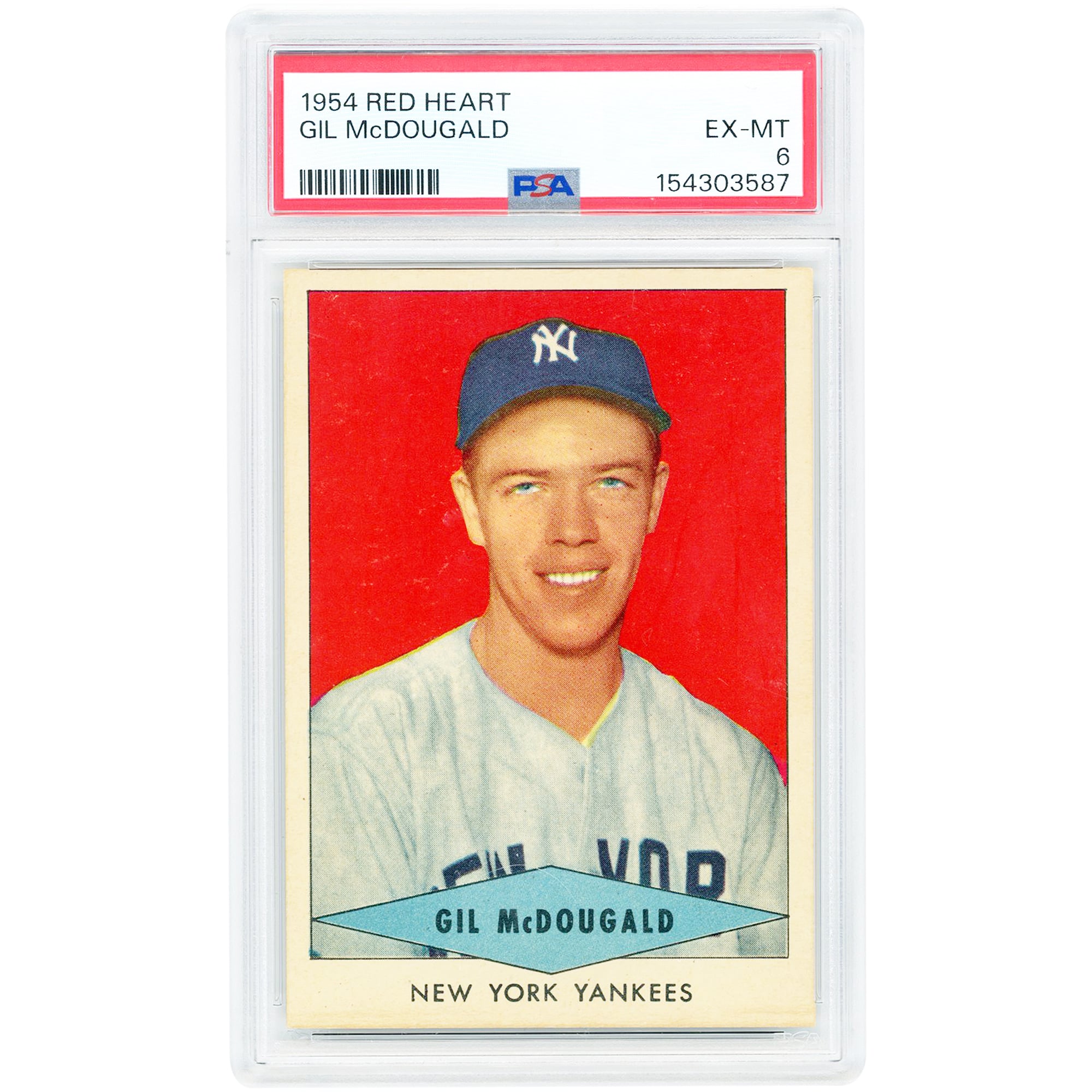 Gil McDougald New York Yankees 1954 Red Heart #NNO PSA Authenticated 6 Card