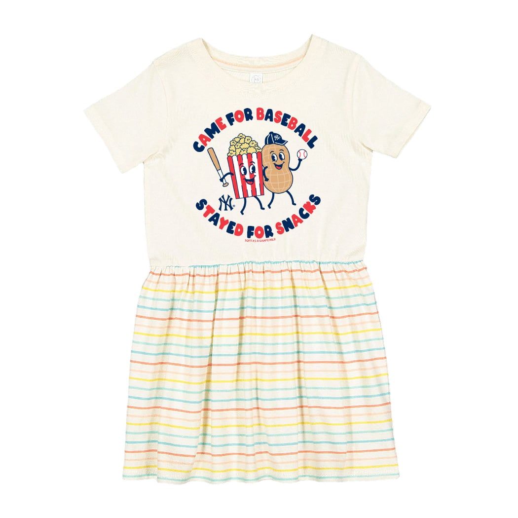 Robe blanche douce comme du raisin pour petites filles, motif Yankees de New York