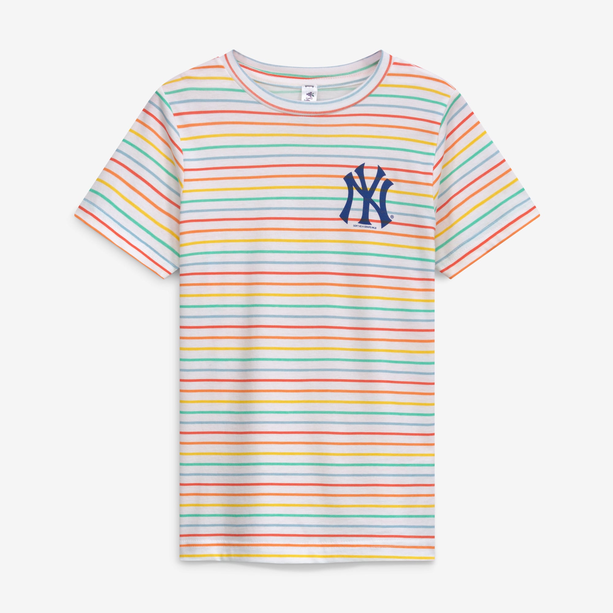 Girls Youth Soft as a Grape  White New York Yankees Striped T-Shirt