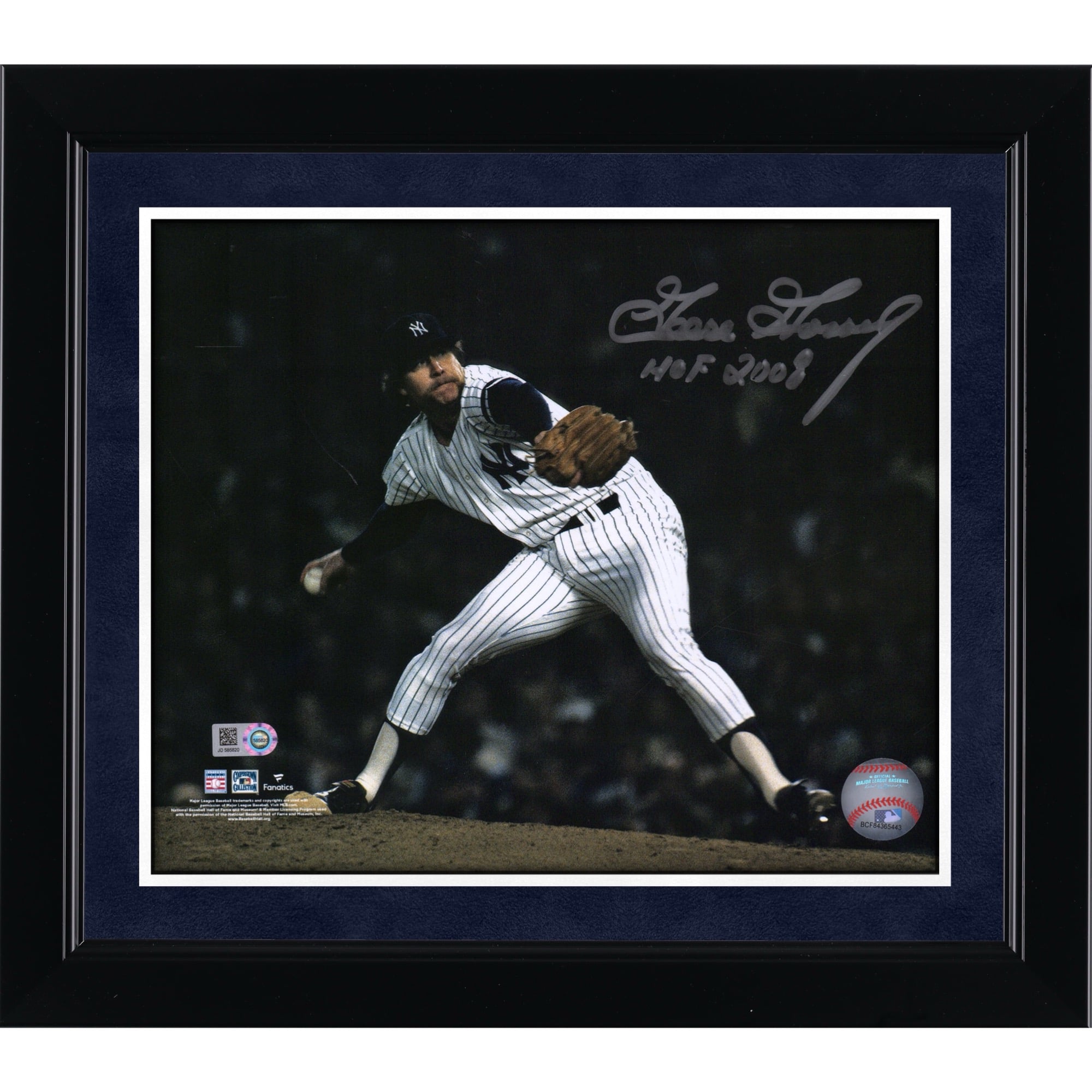 Photo de lanceur autographiée de Goose Gossage (New York Yankees), format 20 x 25 cm, avec inscription « Temple de la renommée 2008 ».