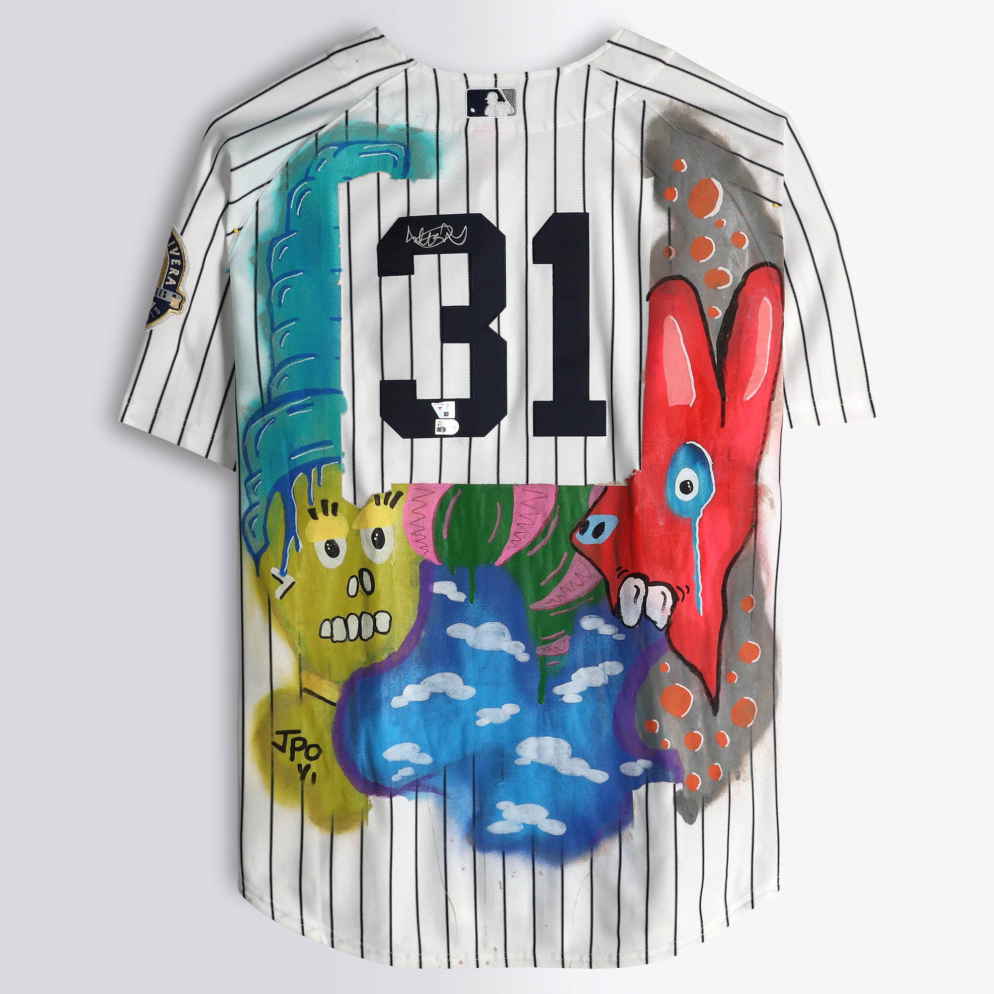 Ichiro Suzuki New York Yankees Autographed White Mitchell & Ness Batting Authentic Jersey - Art by JPO - Limited Edition #1/1 - NF70444604