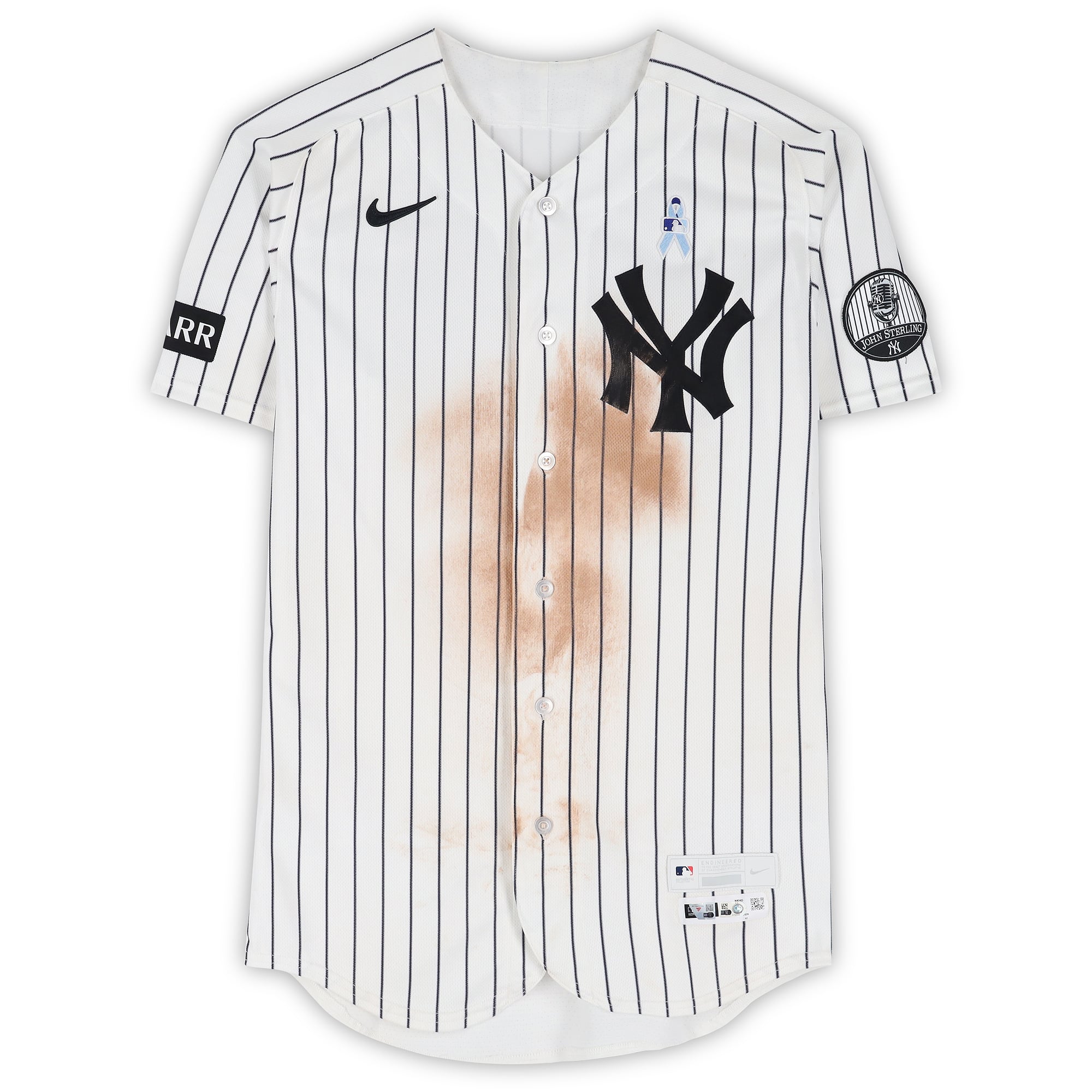 Jasson Domínguez New York Yankees Game-Used #24 White Nike Pinstripe Jersey vs. Cincinnati Reds on June 21, 2026