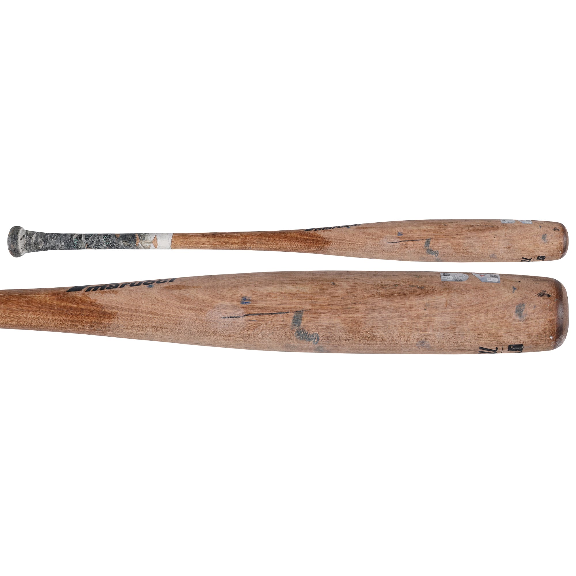 Bâton cassé Tan Marucci utilisé par Jasson Domínguez, des Yankees de New York, lors du match contre les Rangers du Texas le 27 avril 2026.