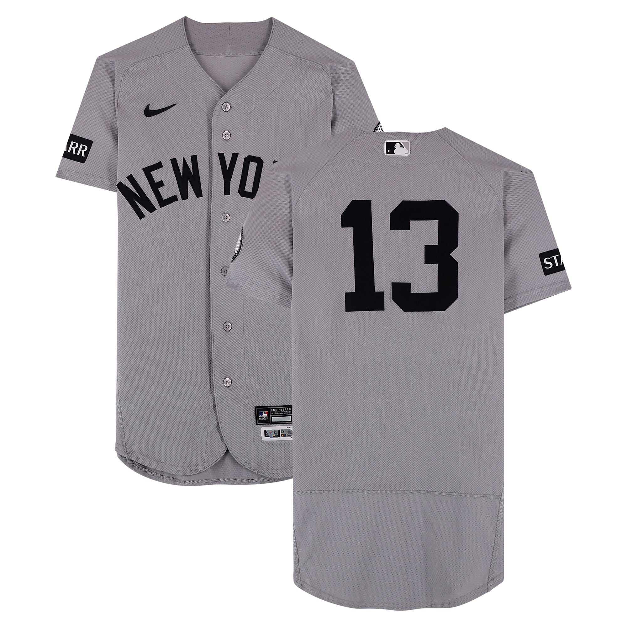Maillot gris n° 13 porté par Jazz Chisholm Jr. (New York Yankees) lors du match contre les Cubs de Chicago le 2 août 2026