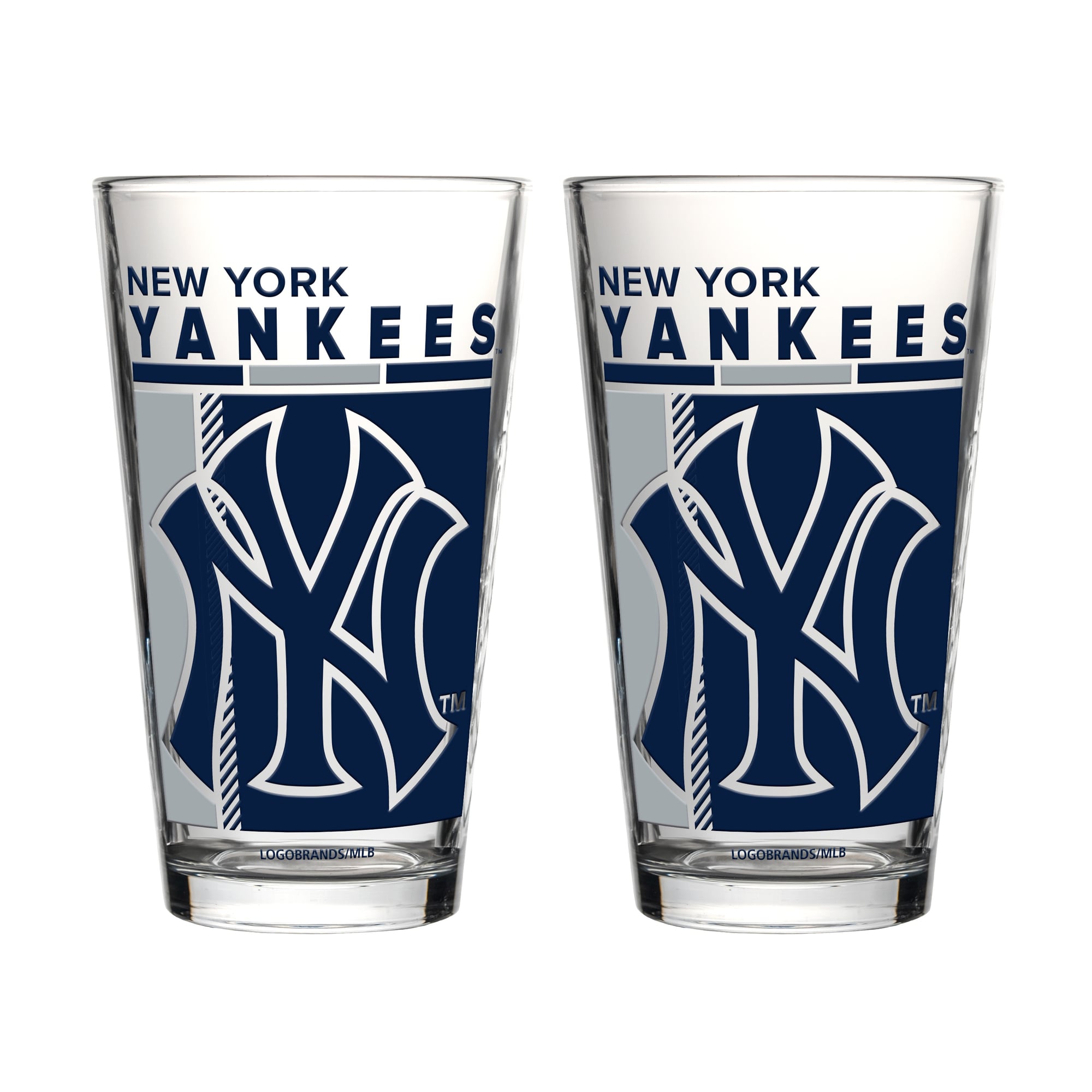 Ensemble de deux verres à bière Logo Brands New York Yankees de 473 ml (16 oz).