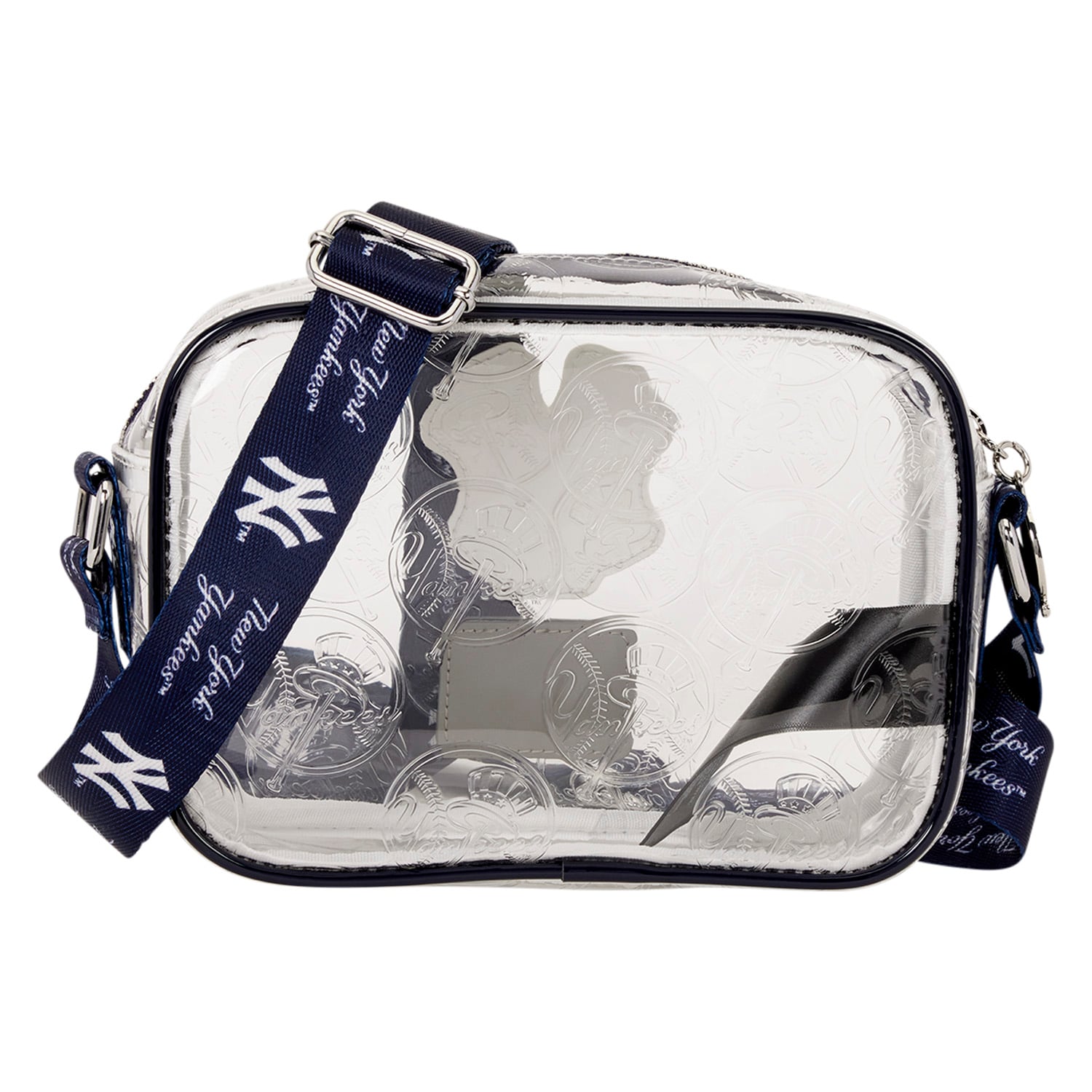 Sac bandoulière Loungefly New York Yankees transparent avec logo intégral