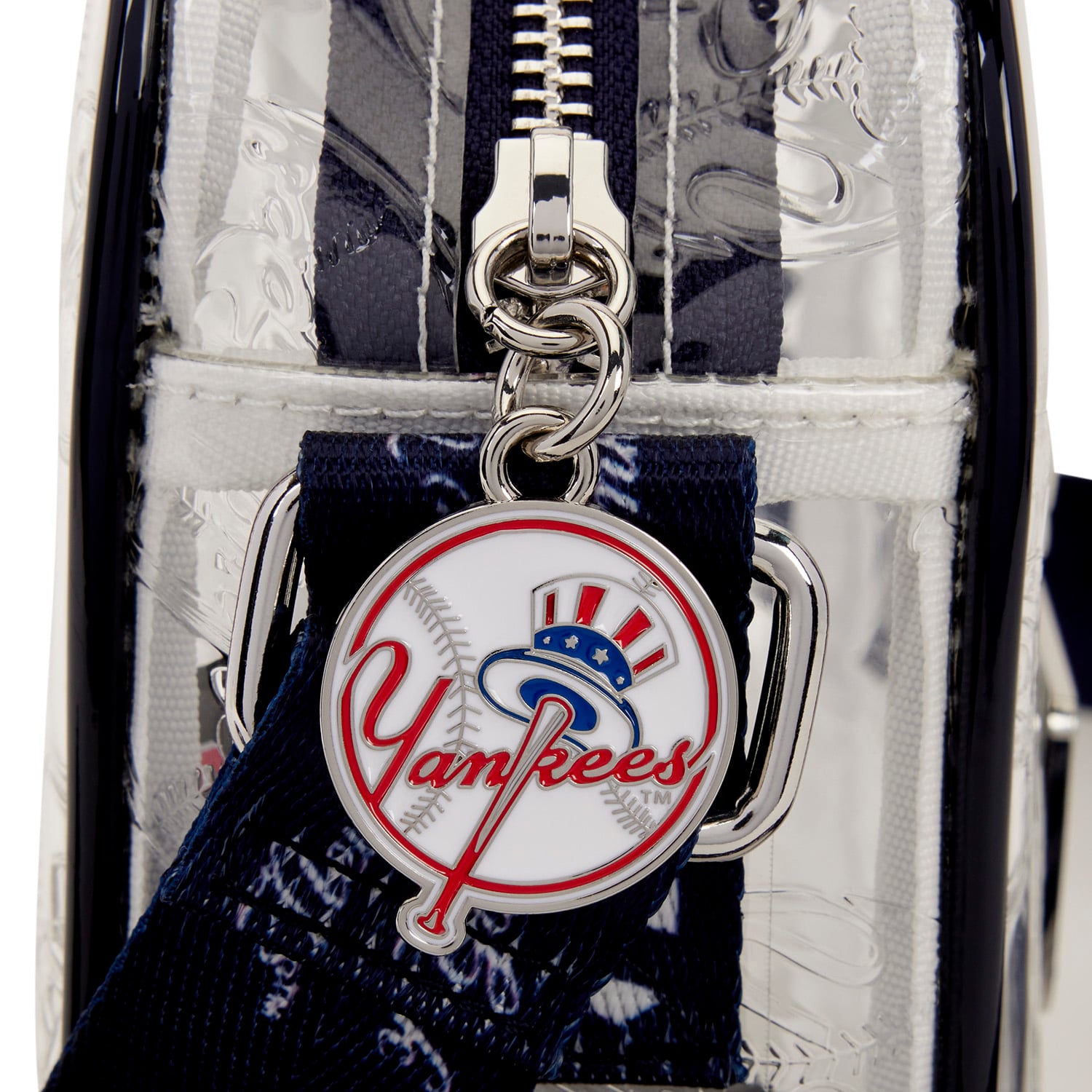Sac bandoulière Loungefly New York Yankees transparent avec logo intégral