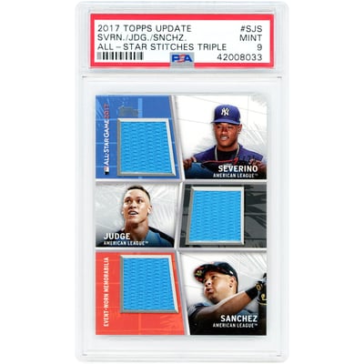 Luis Severino, Aaron Judge & Gary Sánchez New York Yankees 2017 Topps Update All Star Stitches Triple Relics #AST-SJS #23/25 PSA Authenticated 9 Card