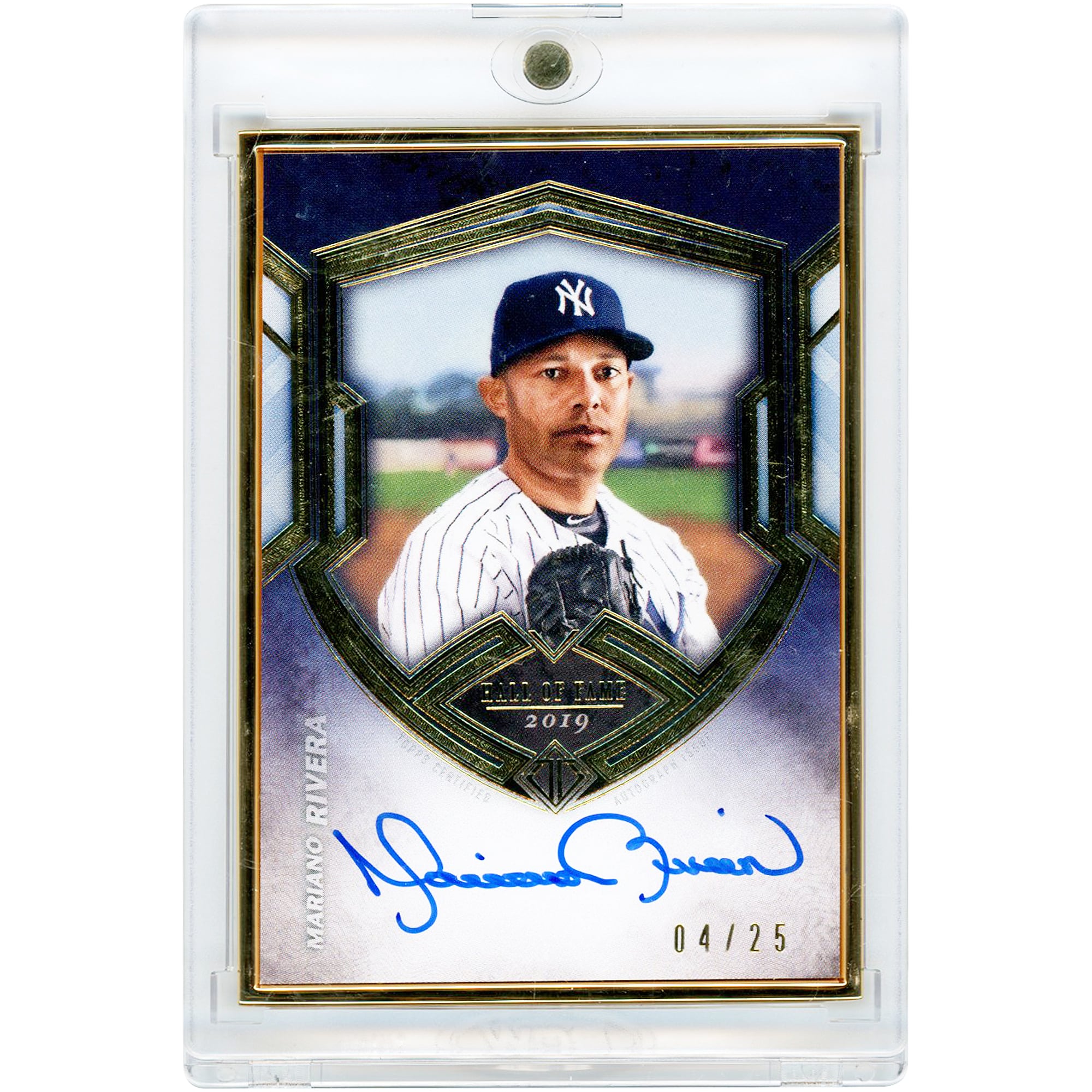 Carte autographiée de Mariano Rivera, joueur des Yankees de New York, collection Topps Transcendent Gold Frame Hall Of Fame 2020 #THOF-MR #4/25