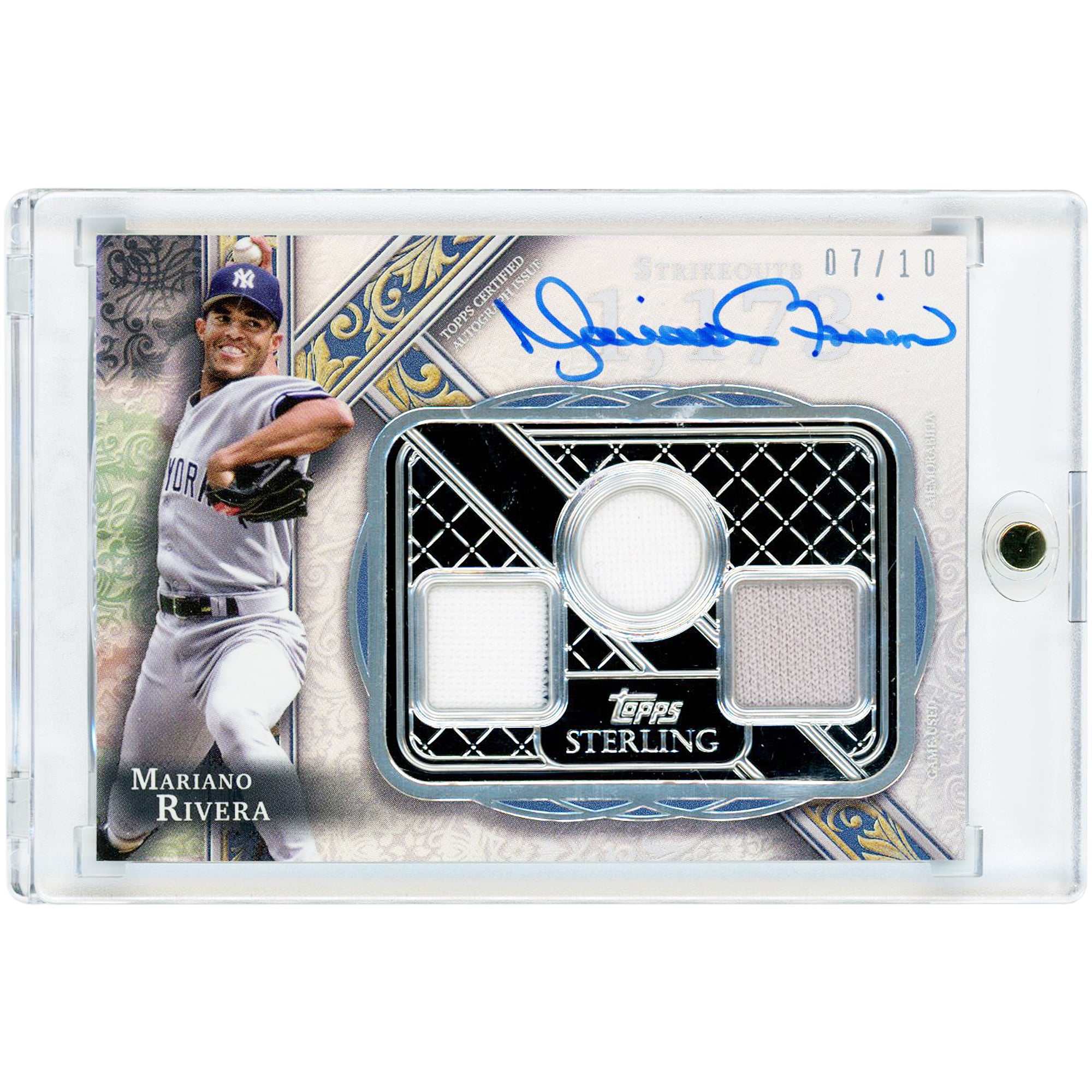 Mariano Rivera New York Yankees Autographed 2022 Topps Sterling Strikes Relics Blue #STAR-MR #7/10 Card