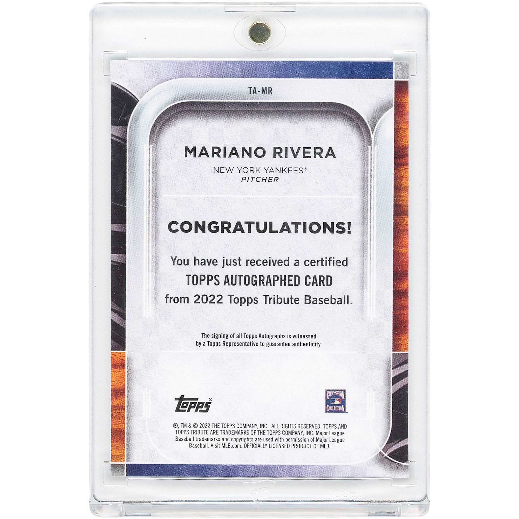 Mariano Rivera New York Yankees Autographed 2022 Topps Tribute Red #TA-MR #5/10 Card