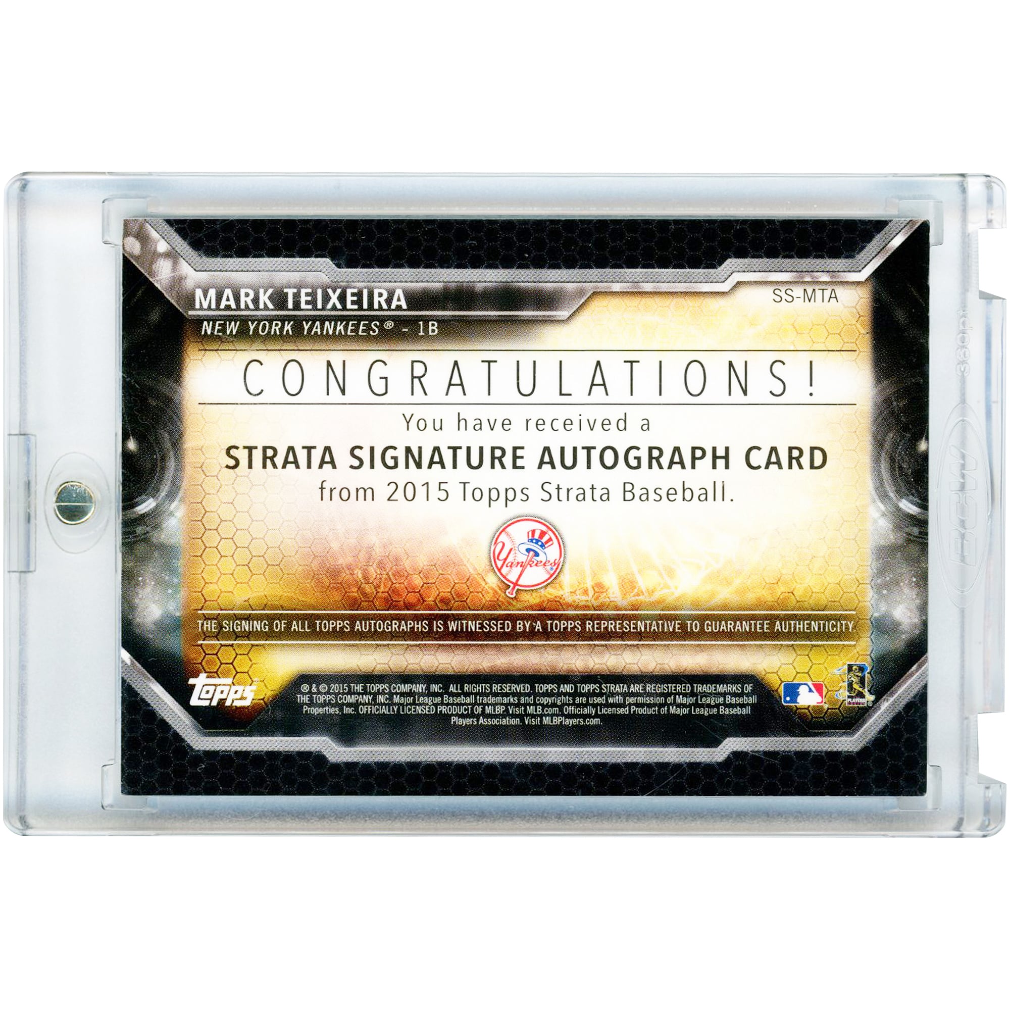 Mark Teixeira New York Yankees Autographed 2015 Topps Strata Strata Signature #SS-MTA Card