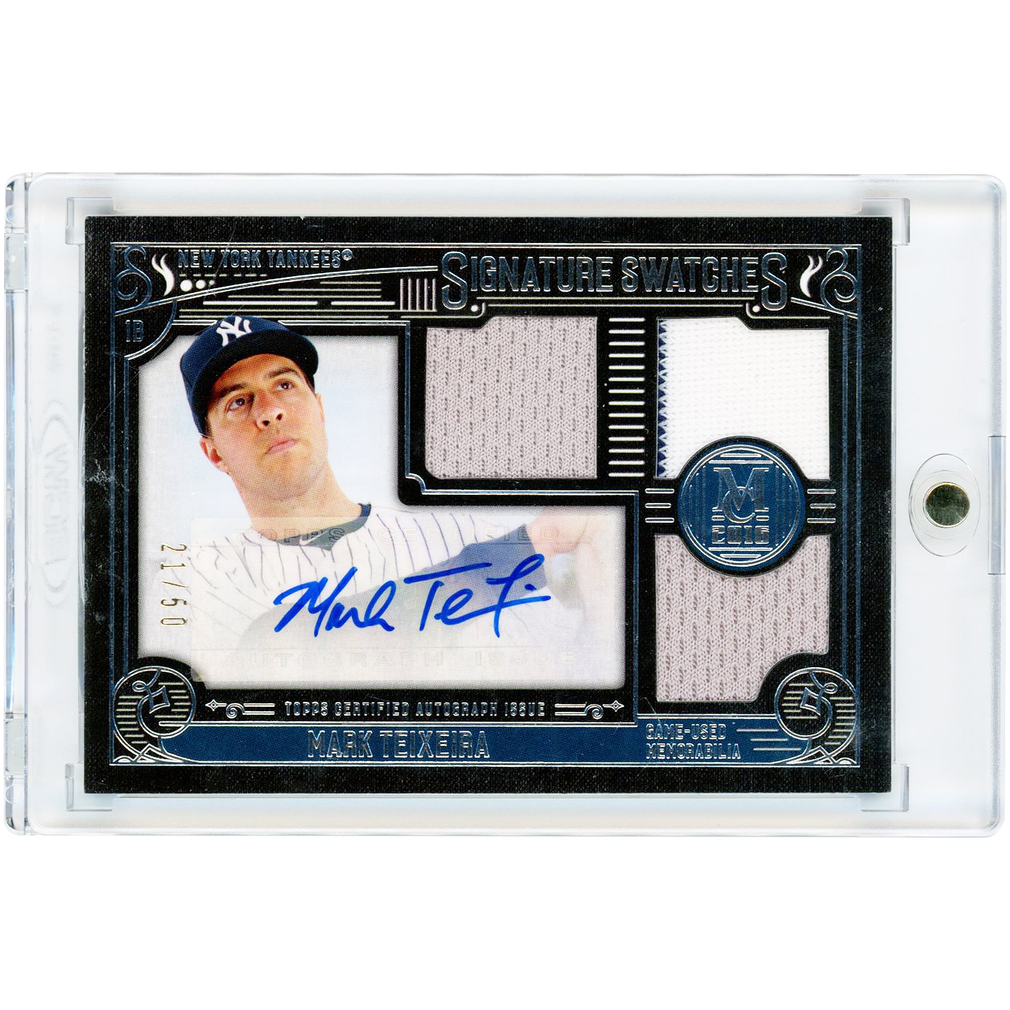 Mark Teixeira New York Yankees Autographed 2016 Topps Museum Collection Signature Swatches #SST-MTX #21/50 Card