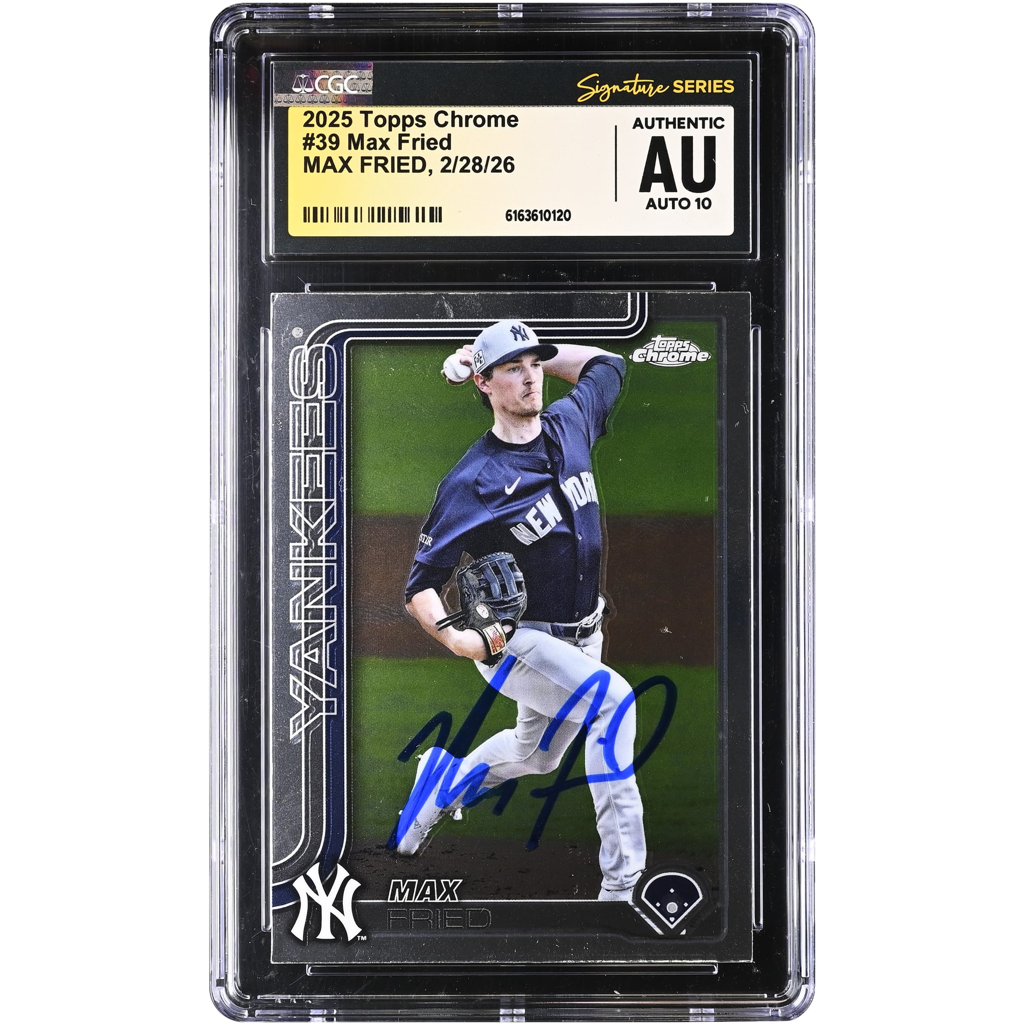 Max Fried New York Yankees Autographed 2025 Topps Chrome #39 CGC Authenticated Auto 10 Card