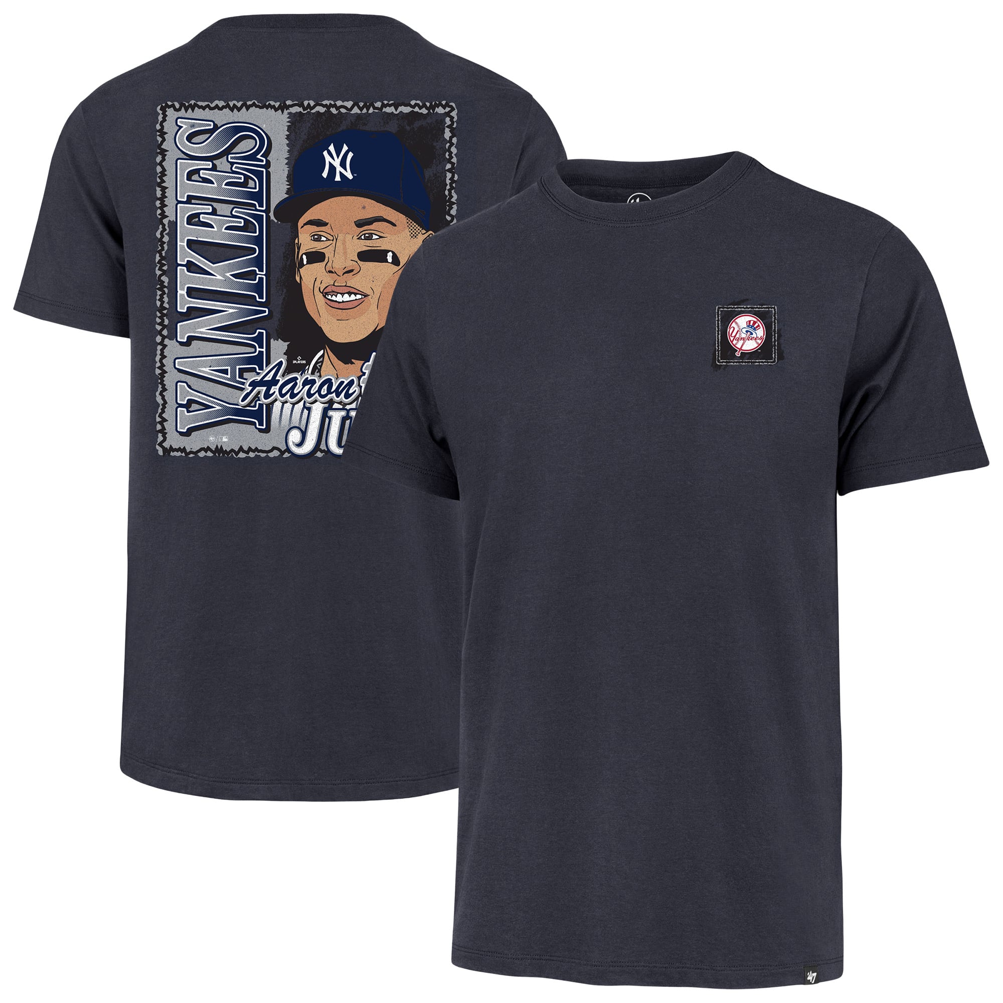 Men's '47 Aaron Judge Navy New York Yankees Two-Sided Graphic T-Shirt