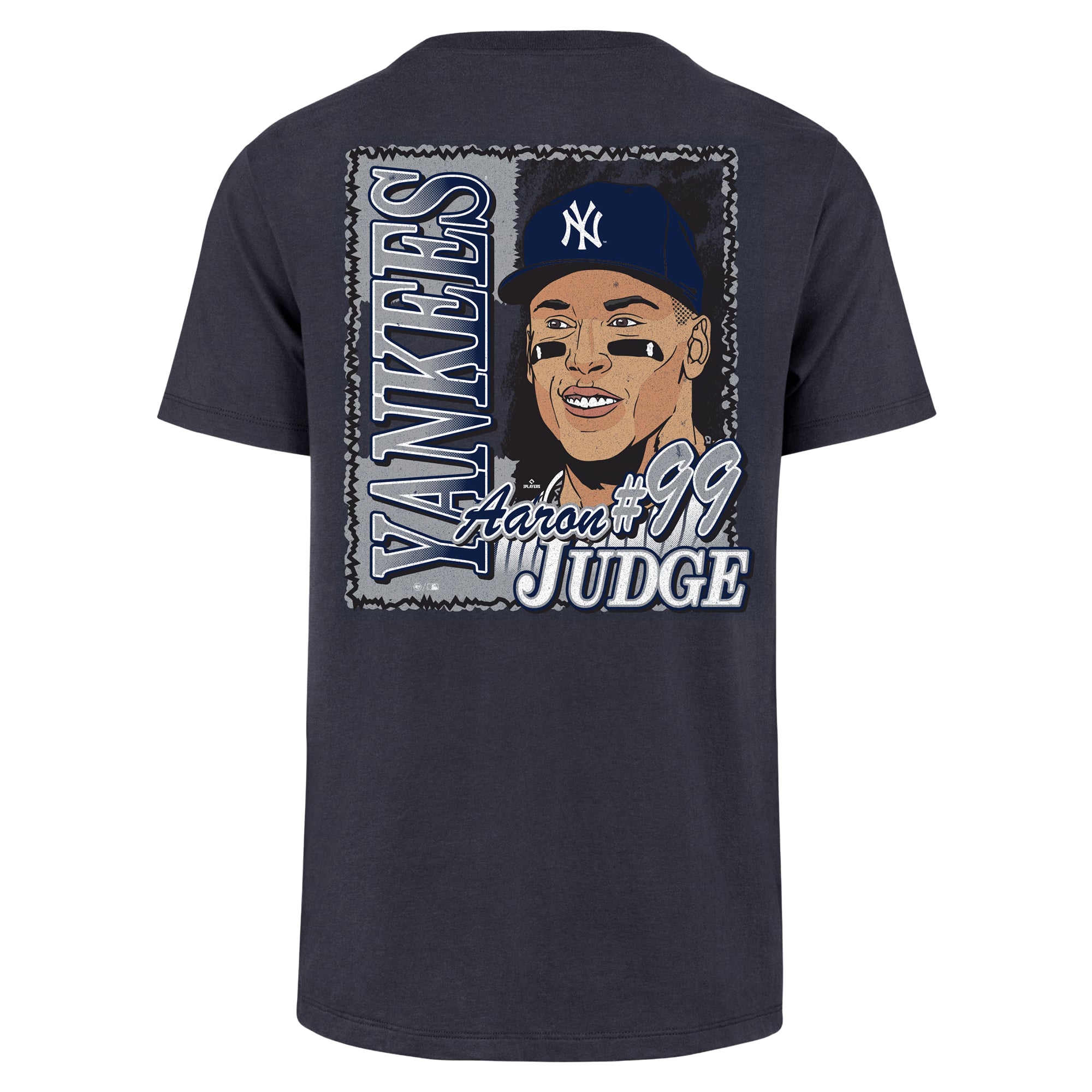 Men's '47 Aaron Judge Navy New York Yankees Two-Sided Graphic T-Shirt
