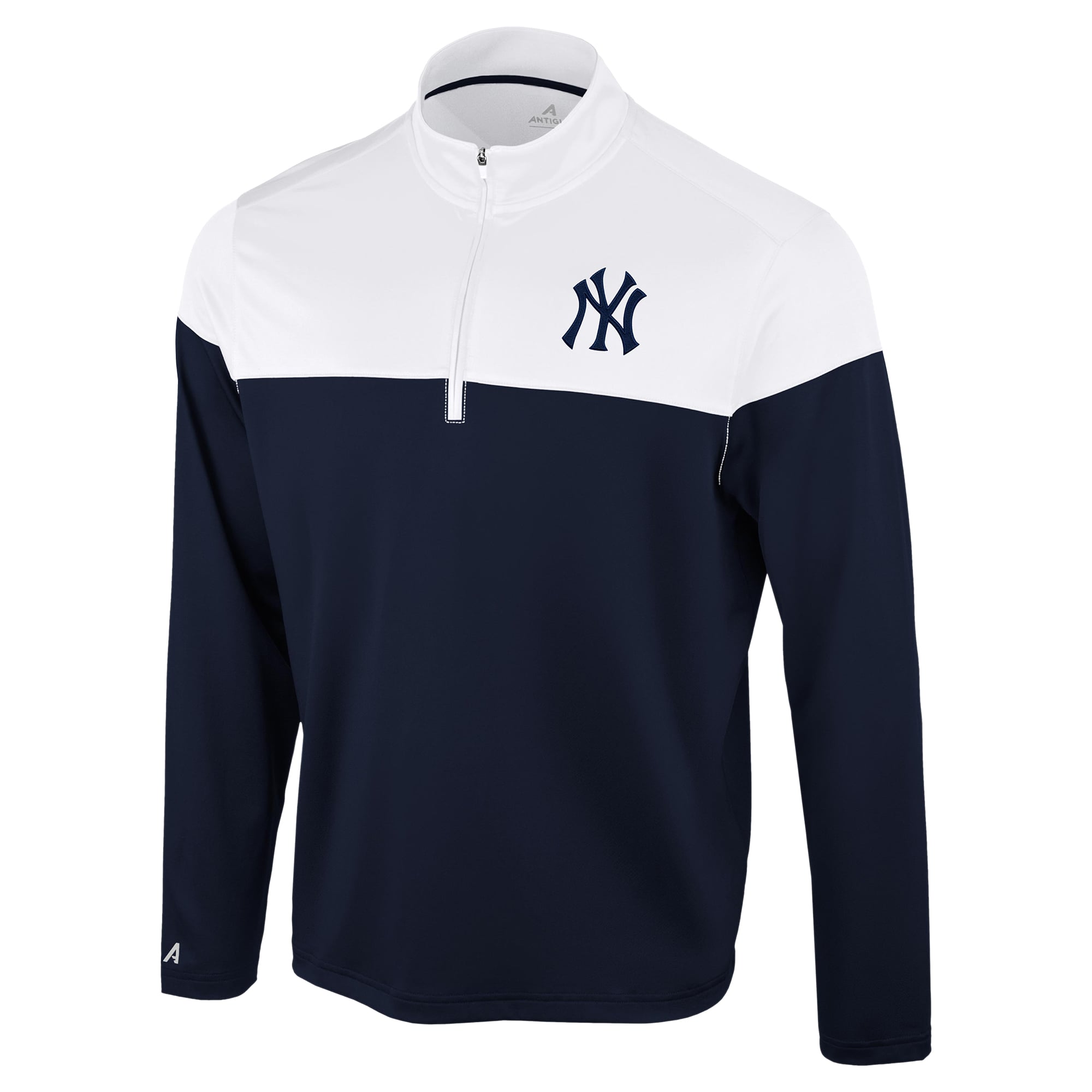 Pull à col zippé Antigua bleu marine et blanc New York Yankees pour homme