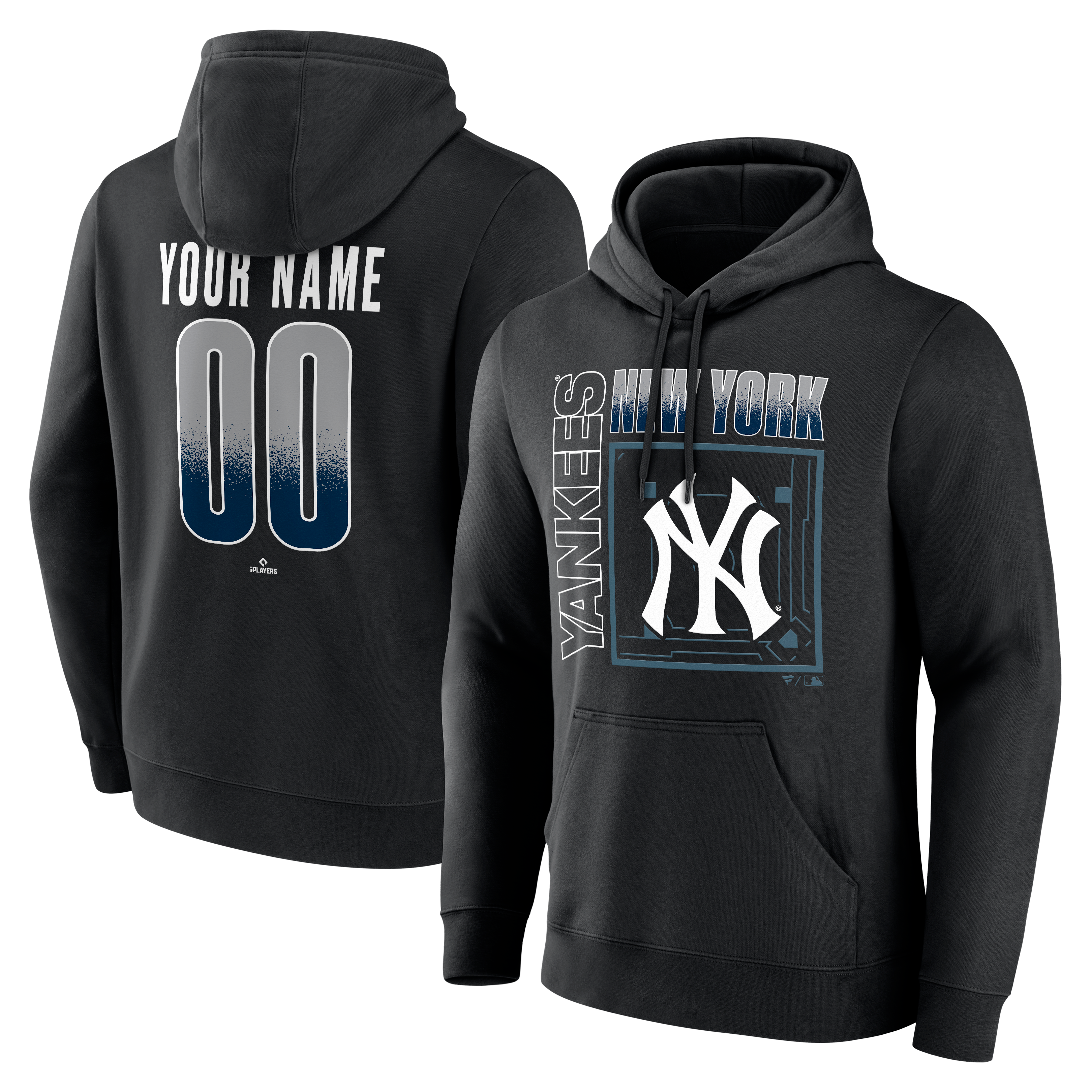 Men's Black New York Yankees Home Field Pop Personalized Name & Number Hoodie