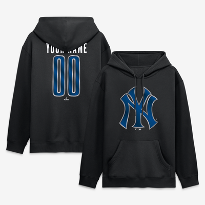 New York Yankees  Metallic Mascot Personalized Name & Number Hoodie - Black