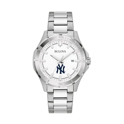 New York Yankees Bulova Stainless Steel Classic Sport Watch - Silver