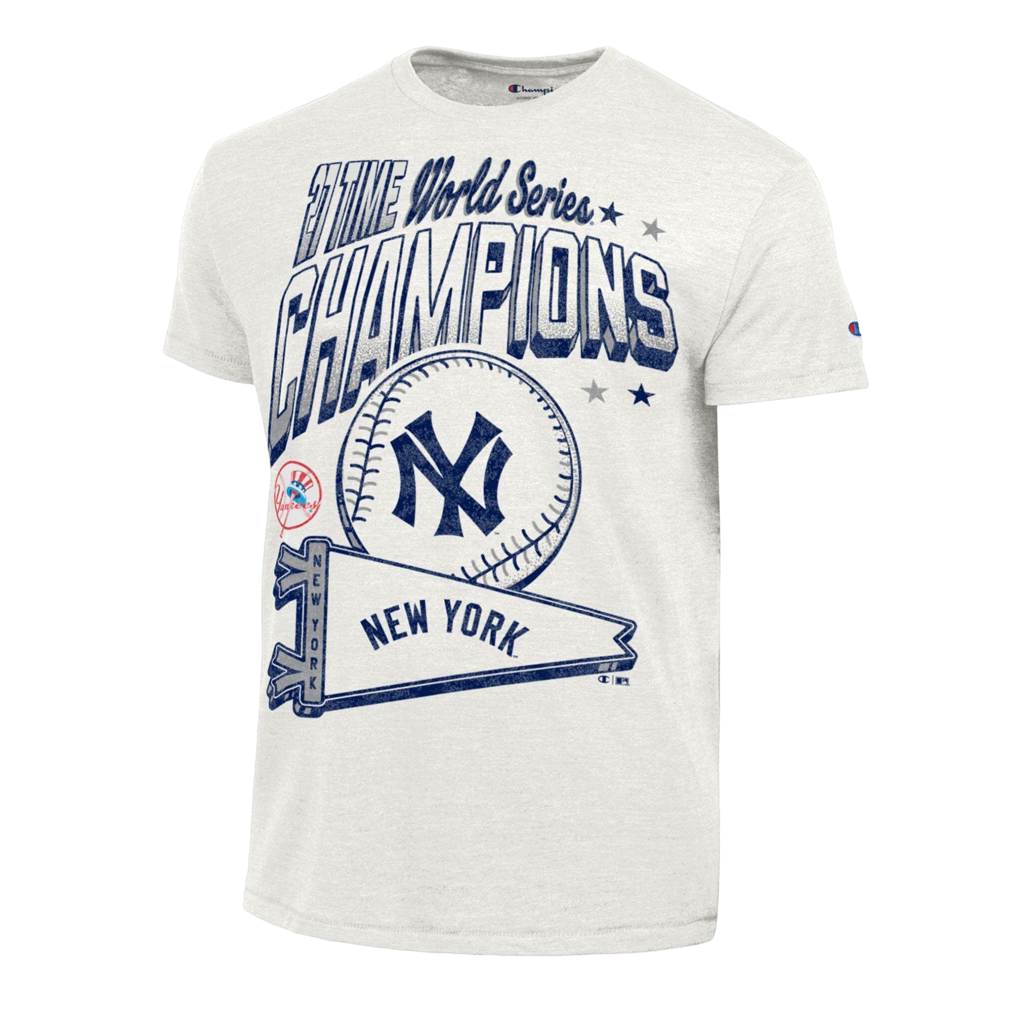 Men's Champion Cream New York Yankees Winning Tradition Cooperstown Collection Tri-Blend T-Shirt