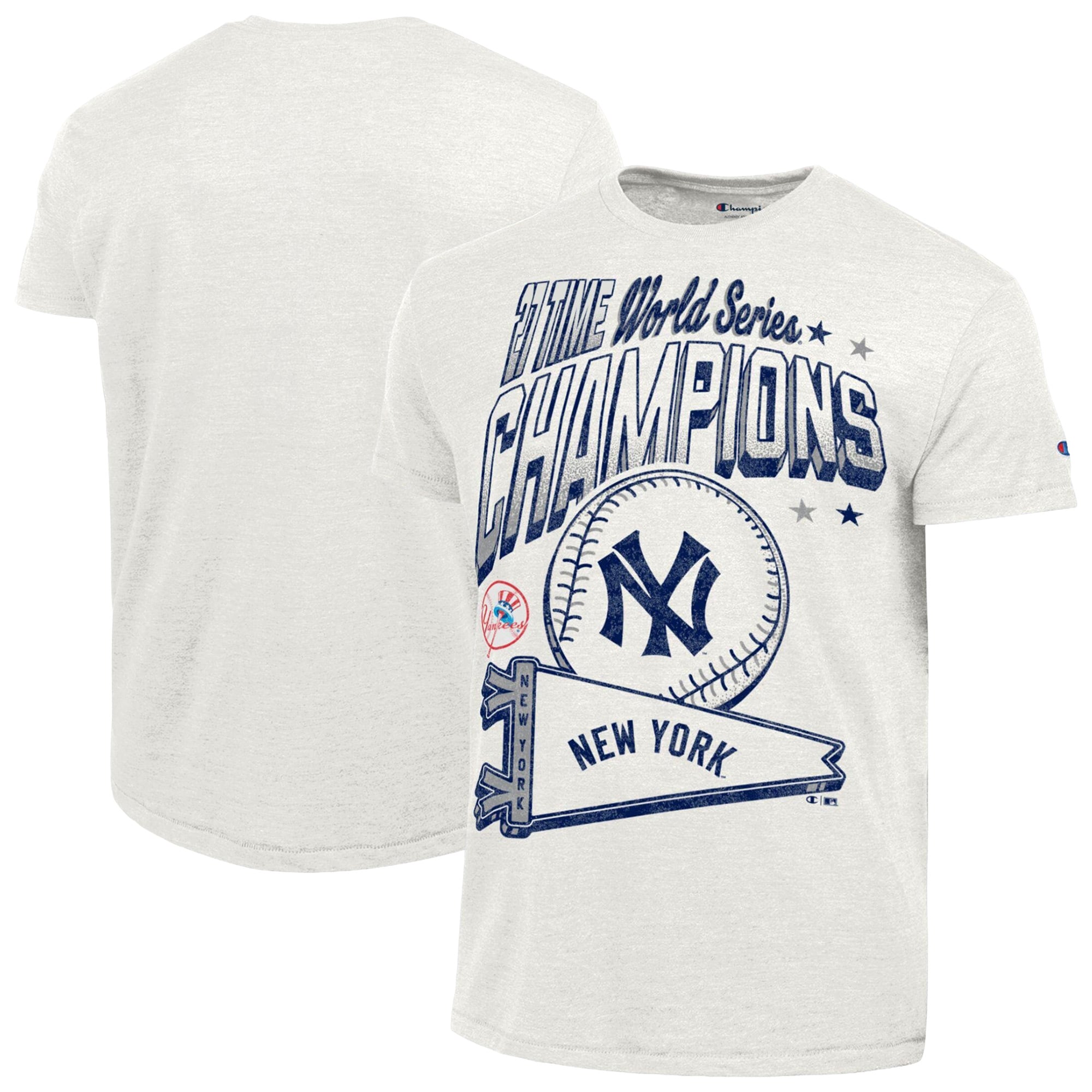 Men's Champion Cream New York Yankees Winning Tradition Cooperstown Collection Tri-Blend T-Shirt