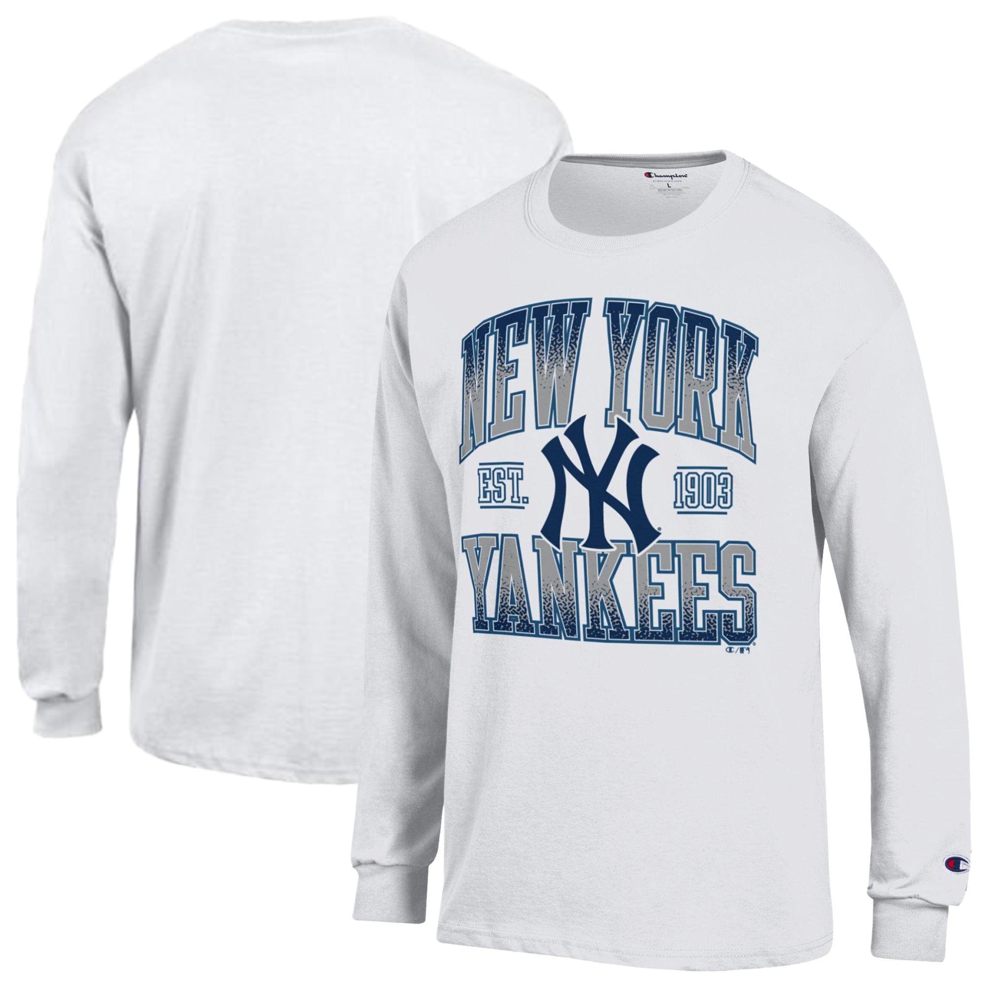 Men's Champion White New York Yankees Jersey Long Sleeve T-Shirt