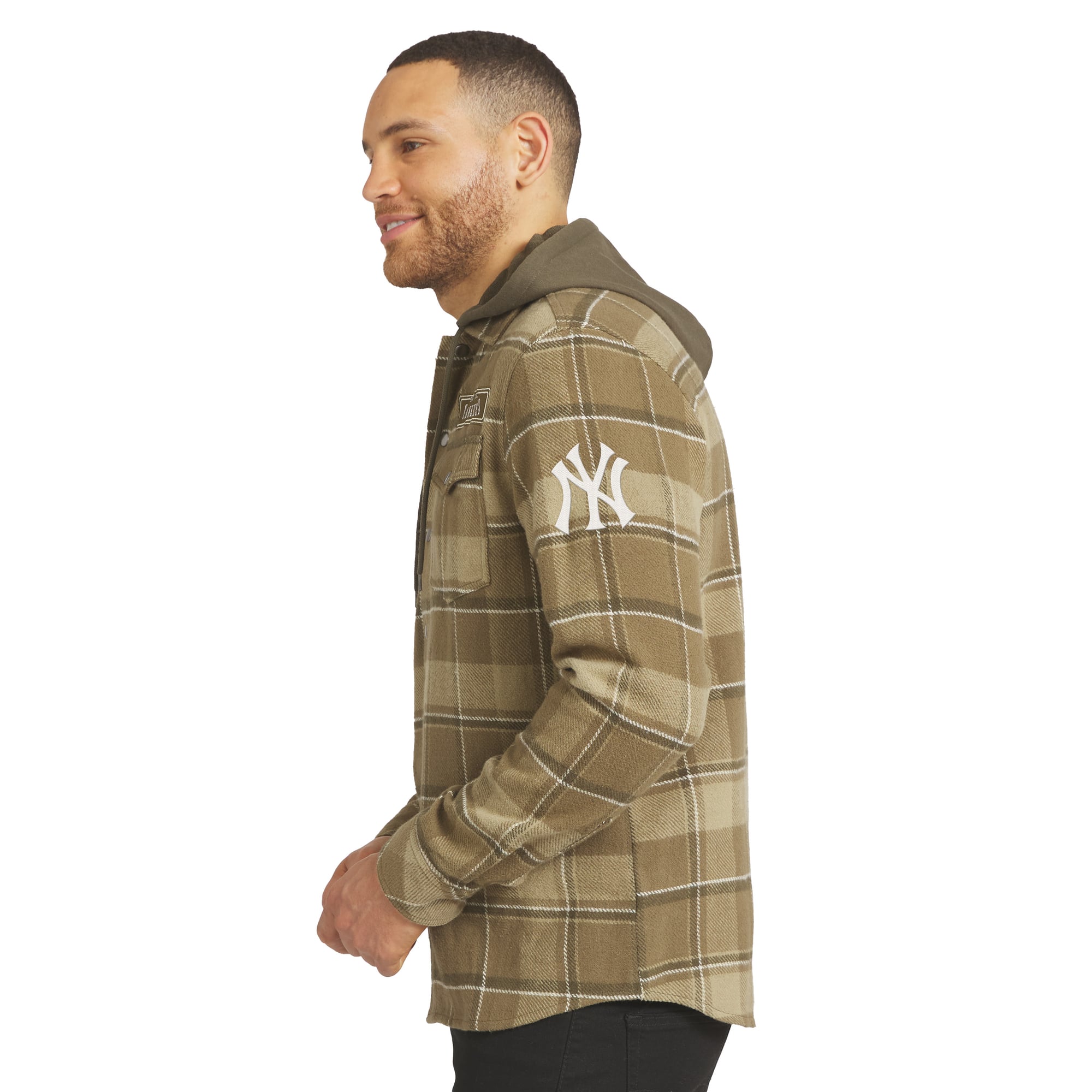 Men's Darius Rucker Collection by Fanatics Brown/Olive New York Yankees Woven Hooded Full-Snap Shacket