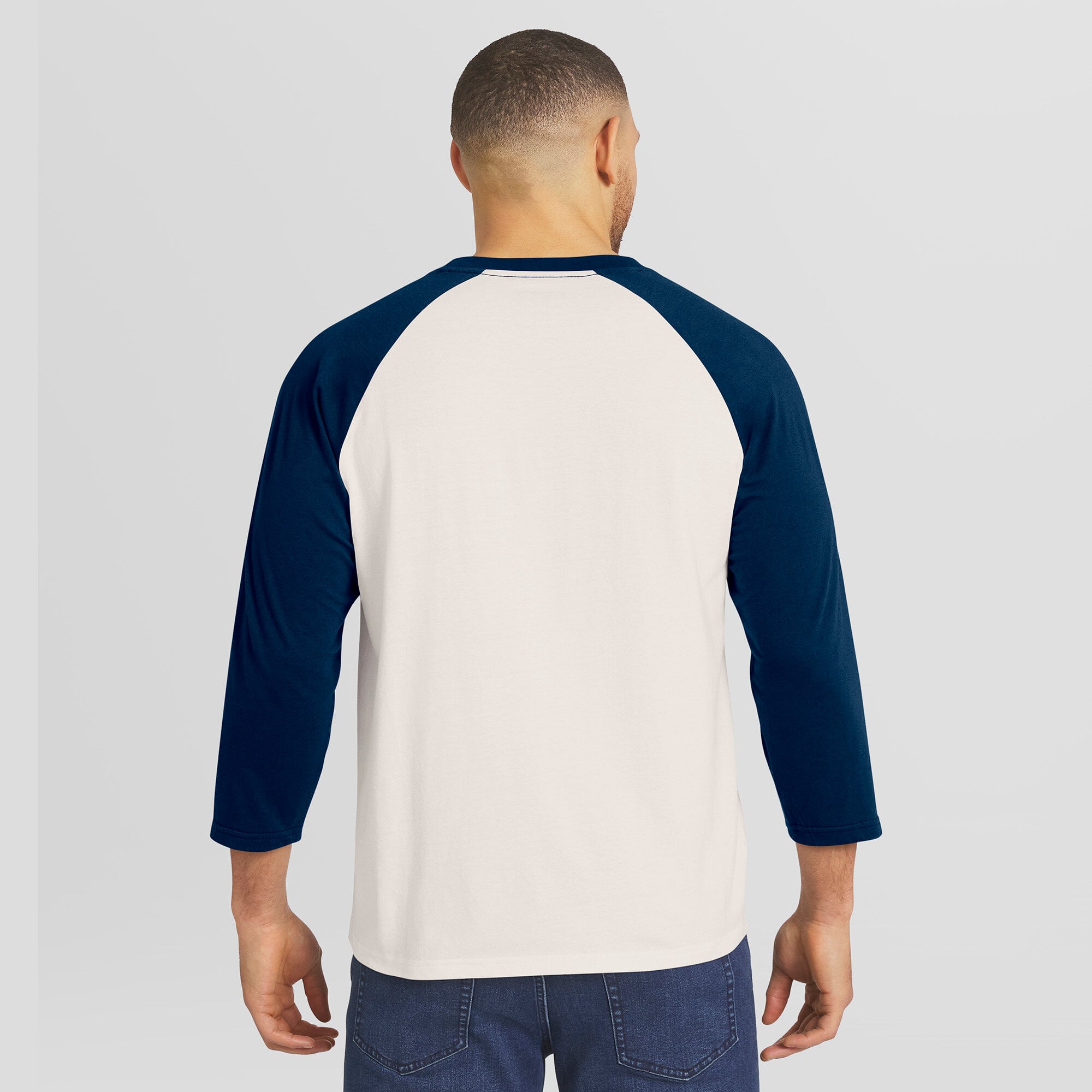 T-shirt raglan à manches 3/4 pour homme, collection Darius Rucker par Fanatics, crème/marine, New York Yankees, style américain.