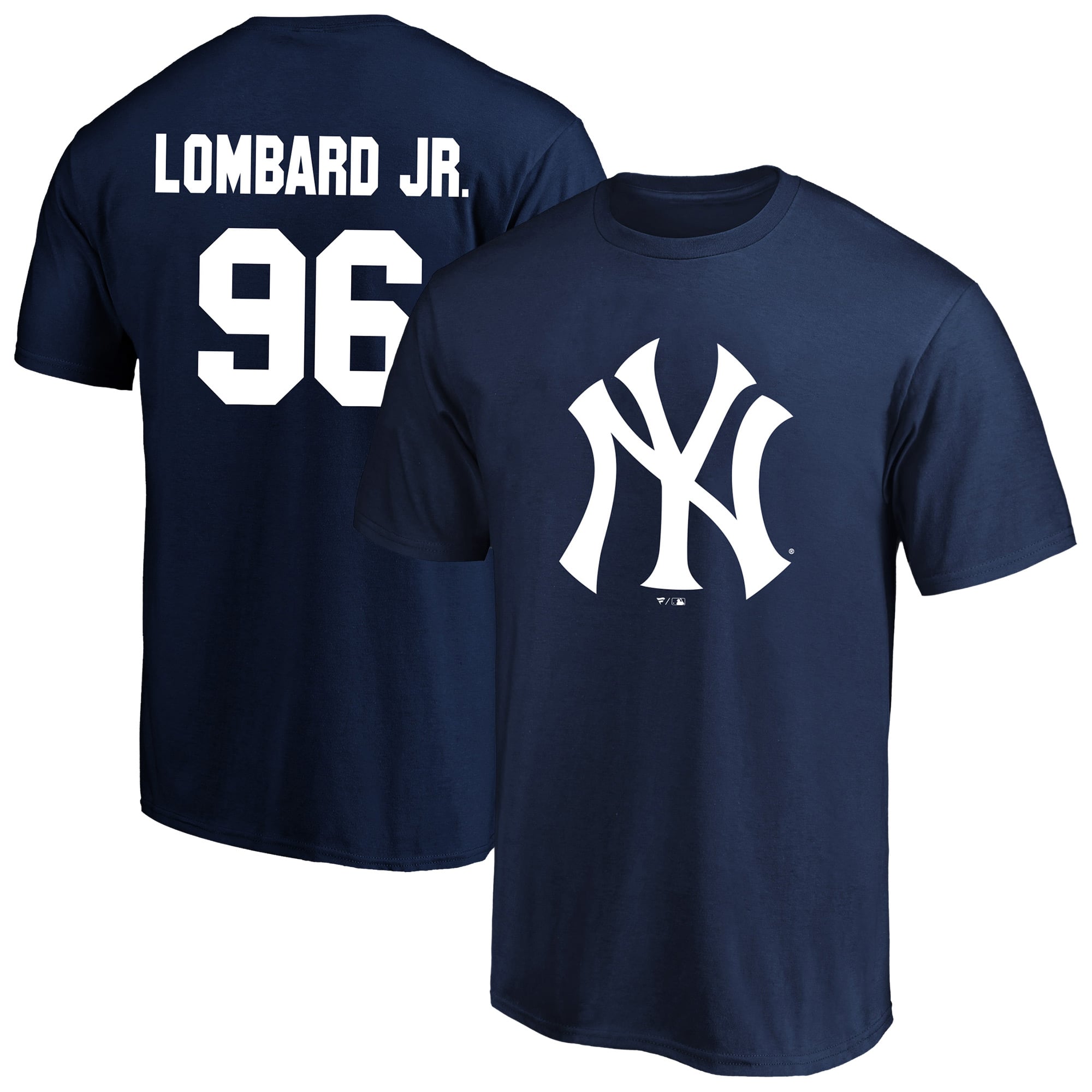 T-shirt homme Fanatics George Lombard Jr. bleu marine des Yankees de New York avec nom et numéro