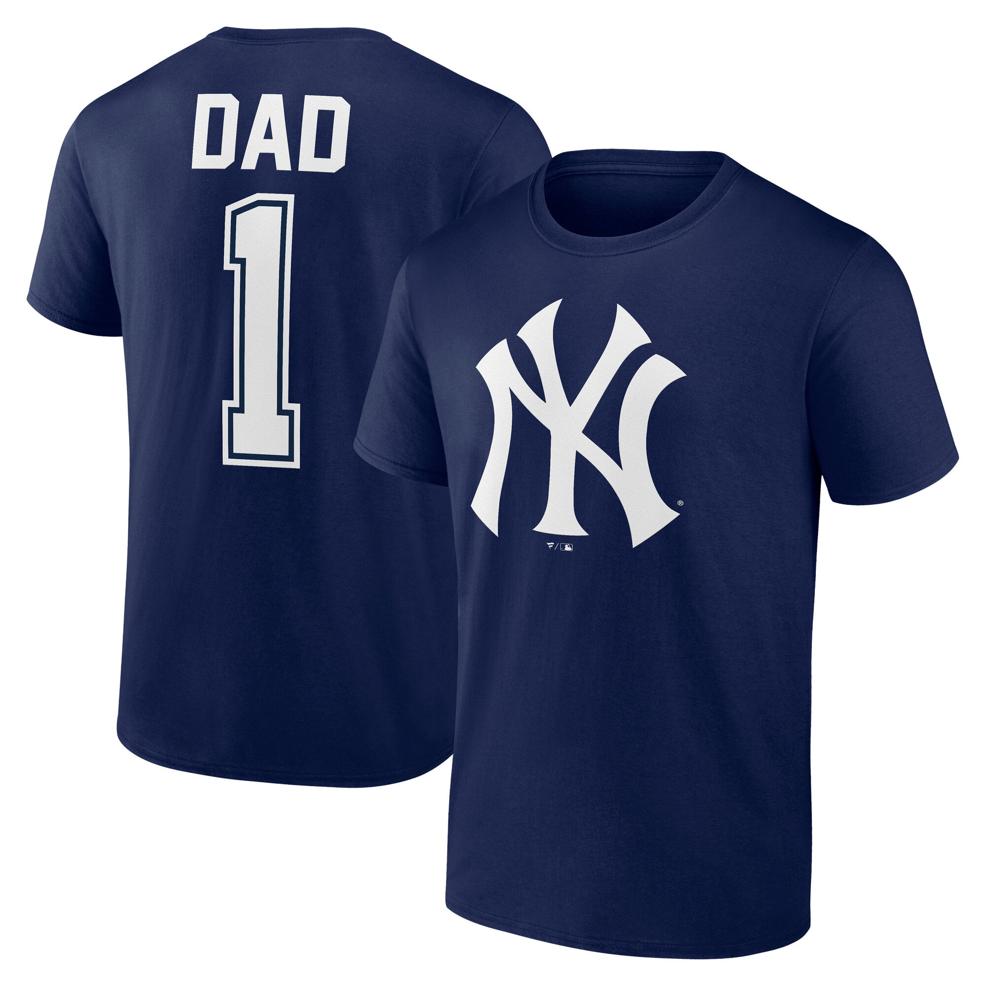 T-shirt Fanatics bleu marine pour homme, New York Yankees, numéro 1, avec nom et de papa