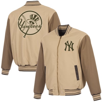 New York Yankees JH Design Reversible Canvas Full-Zip Jacket - Tan/Brown