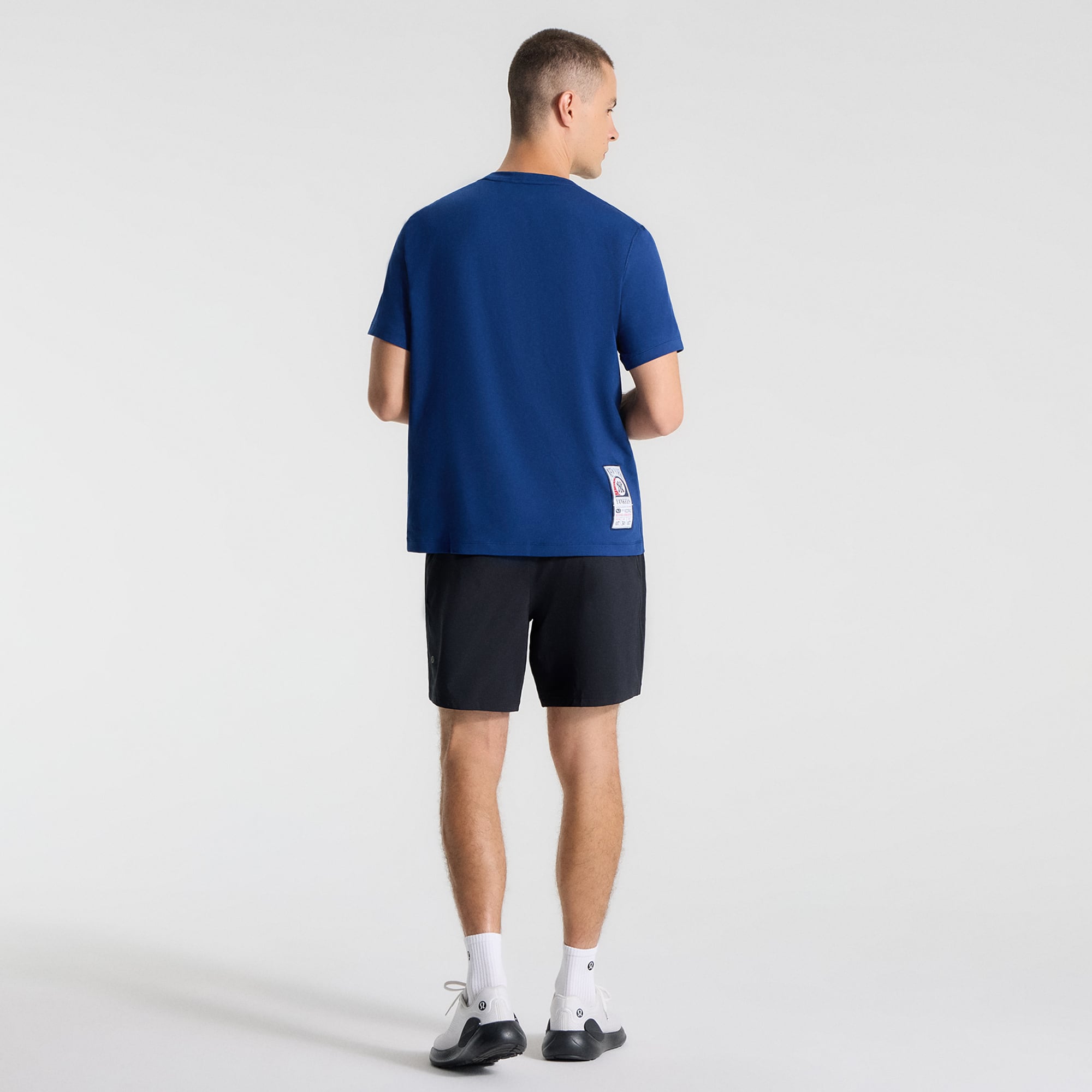 Short sans doublure Pace Breaker 7" noir pour homme de lululemon, motif Yankees New York