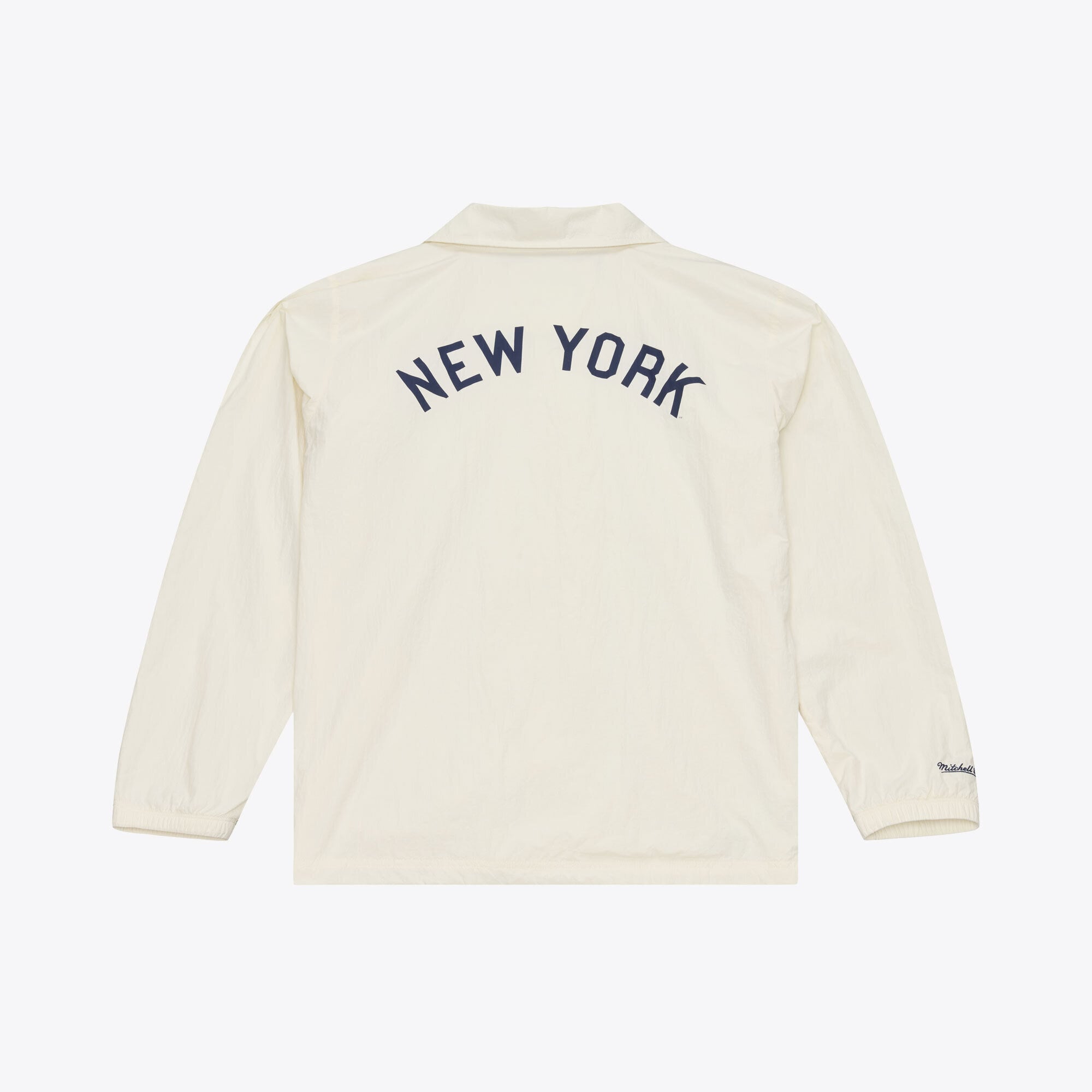 Men's Mitchell & Ness Cream New York Yankees Cooperstown Collection Retro Roots Coaches Jacket