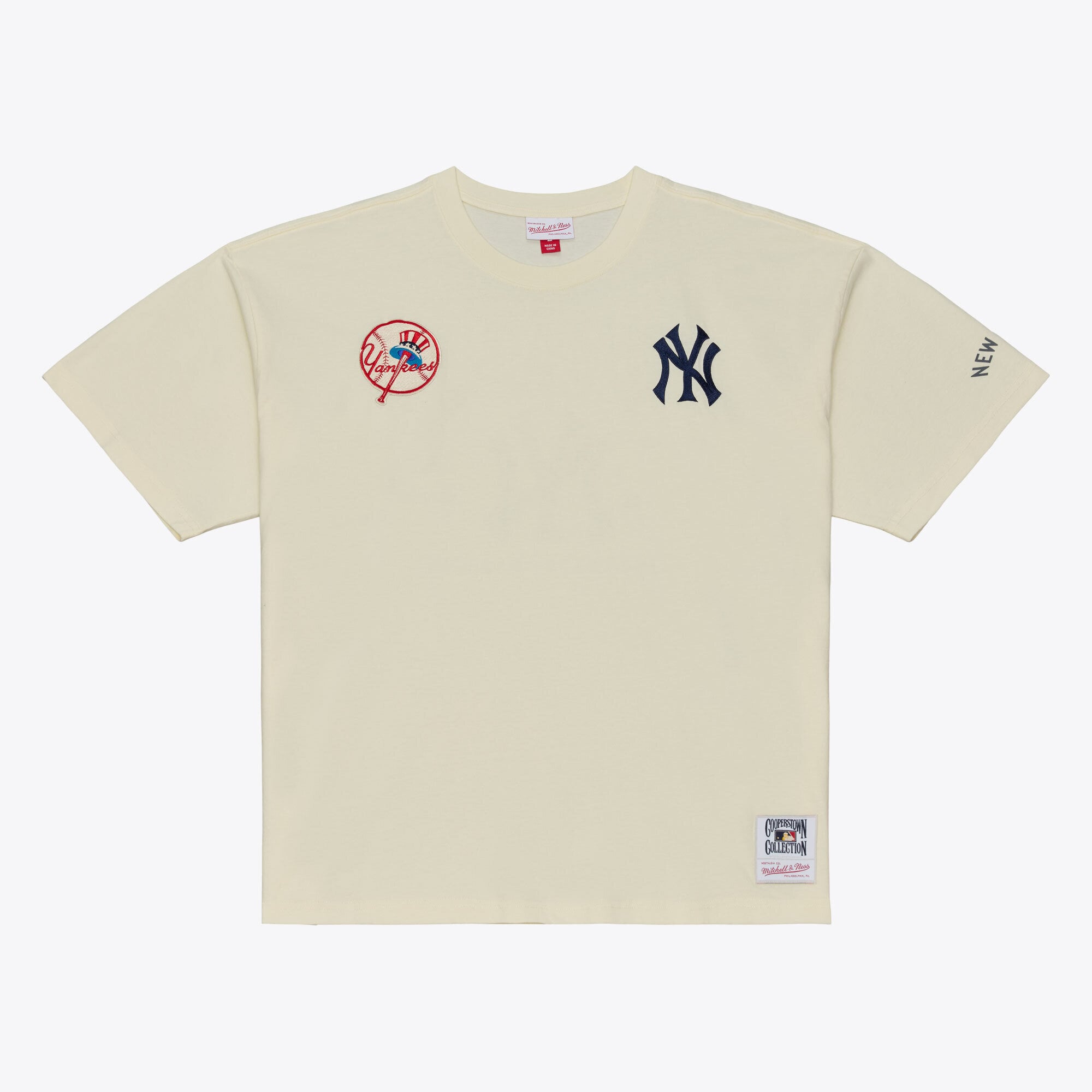 Men's Mitchell & Ness  Cream New York Yankees Heritage Hues Oversized T-Shirt