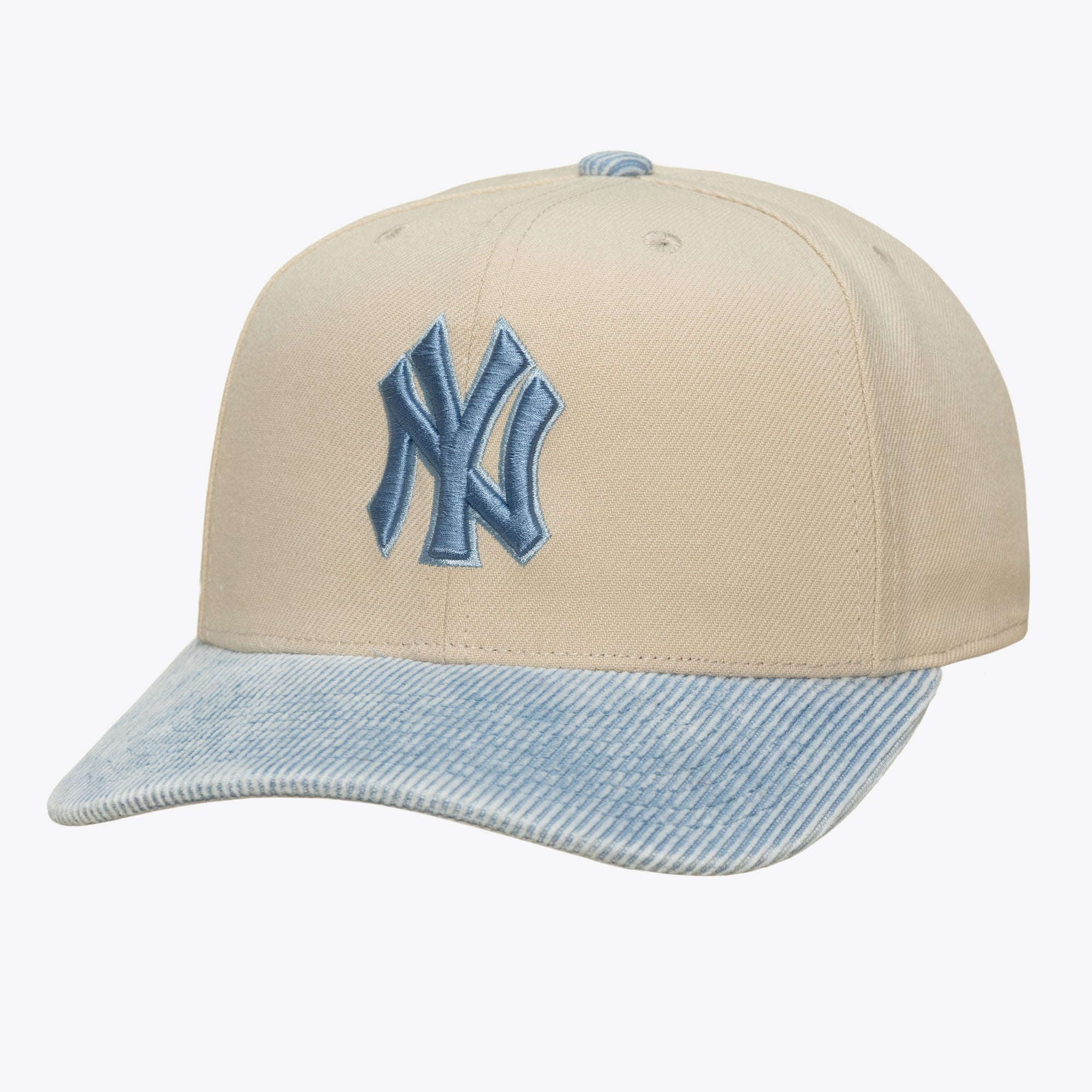 Men's Mitchell & Ness Cream/Light Blue New York Yankees Washed Corduroy Pro Crown Snapback Hat