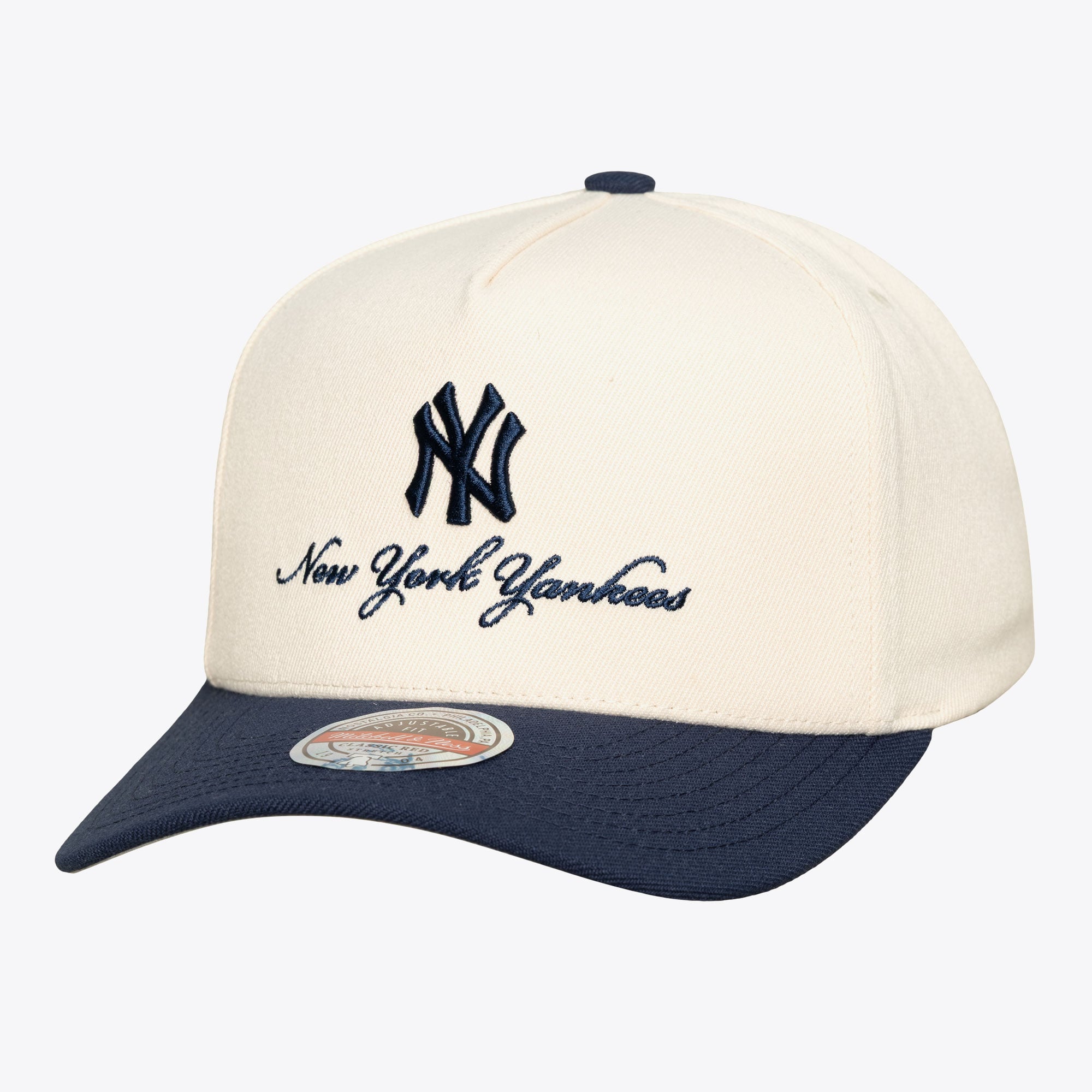 Men's Mitchell & Ness Cream/Navy New York Yankees Flawless Stretch-Snapback Hat