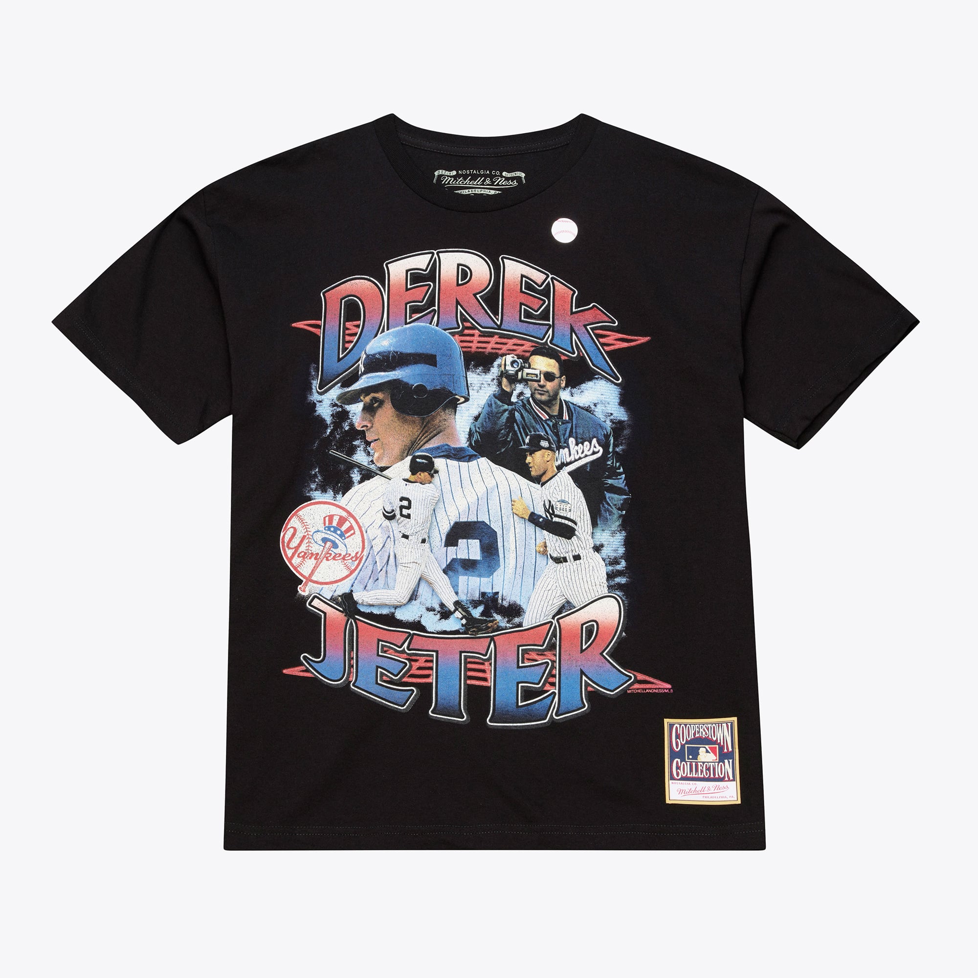 Men's Mitchell & Ness Derek Jeter Black New York Yankees Cooperstown Collection Big Tall Legendary Collage Player Graphic T-Shirt