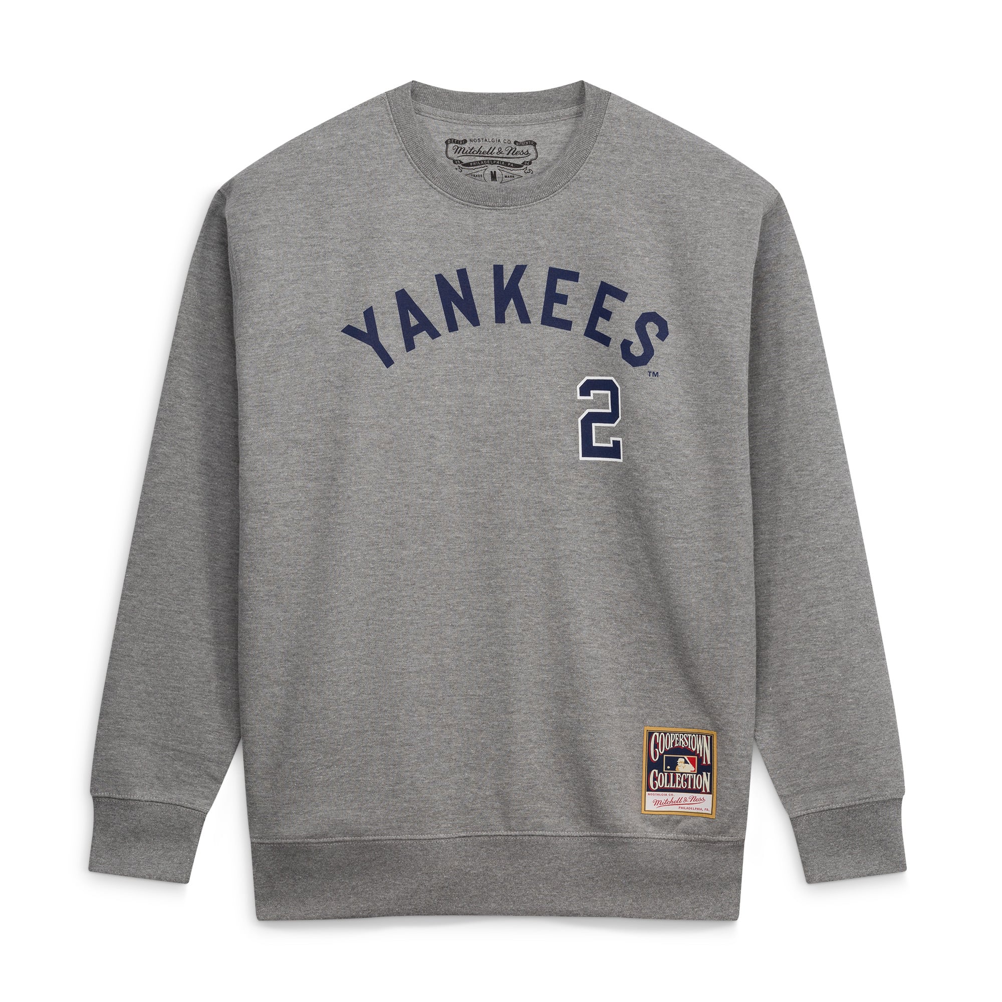 Men's Mitchell & Ness Derek Jeter Heather Gray New York Yankees Classic Player Number Sweatshirt