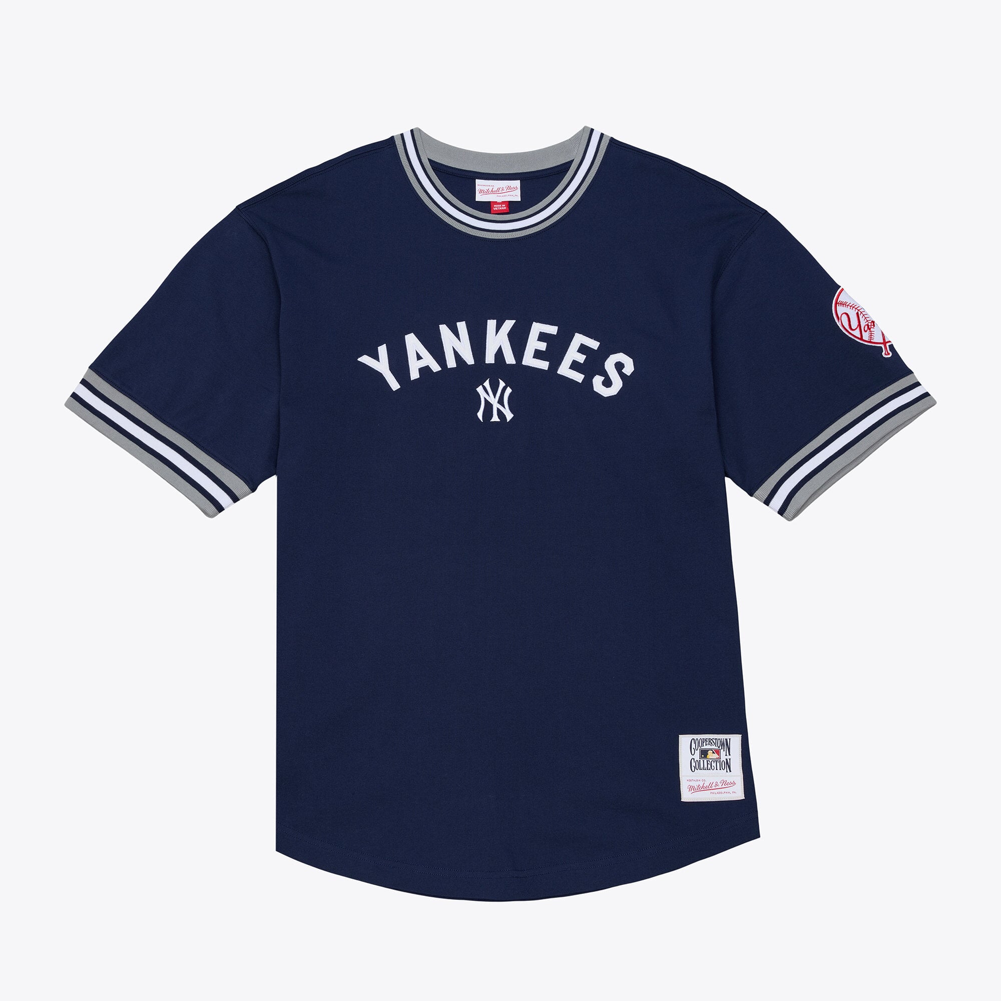 T-shirt Mitchell & Ness bleu marine New York Yankees Wild Pitch Ringer pour homme