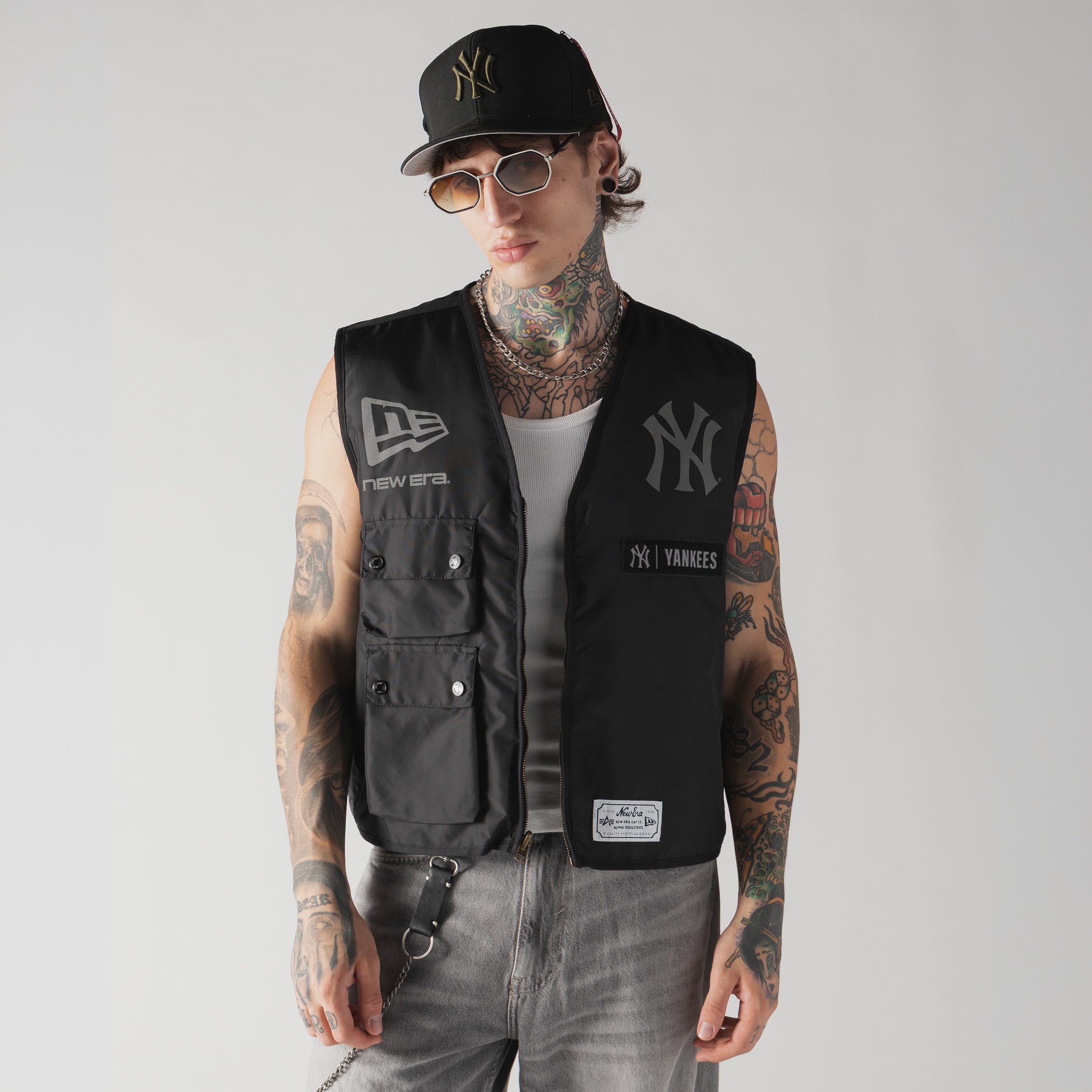 Veste bomber et gilet zippés 3 en 1 MA-1 New Era noirs pour homme, York Yankees