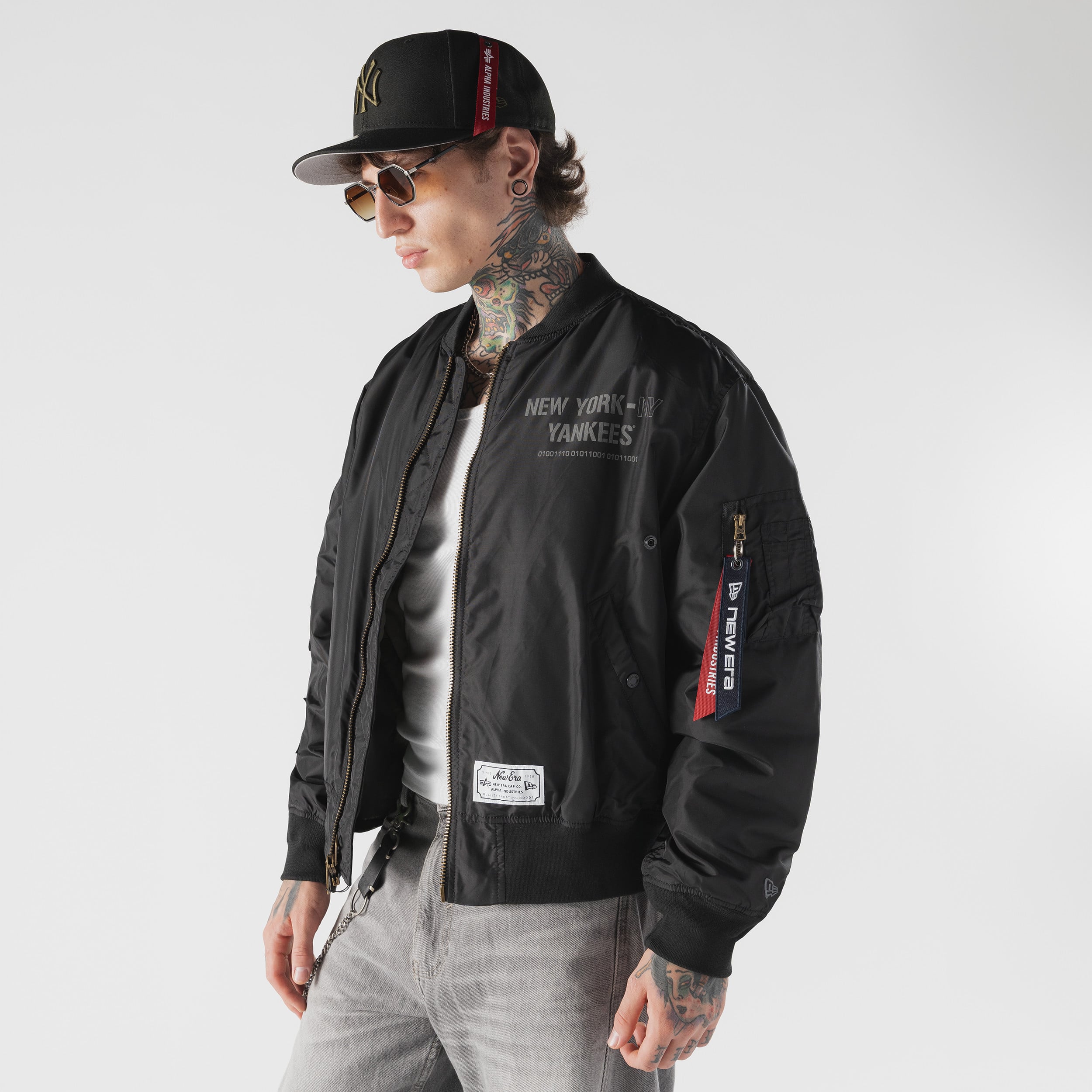 Veste bomber et gilet zippés 3 en 1 MA-1 New Era noirs pour homme, York Yankees