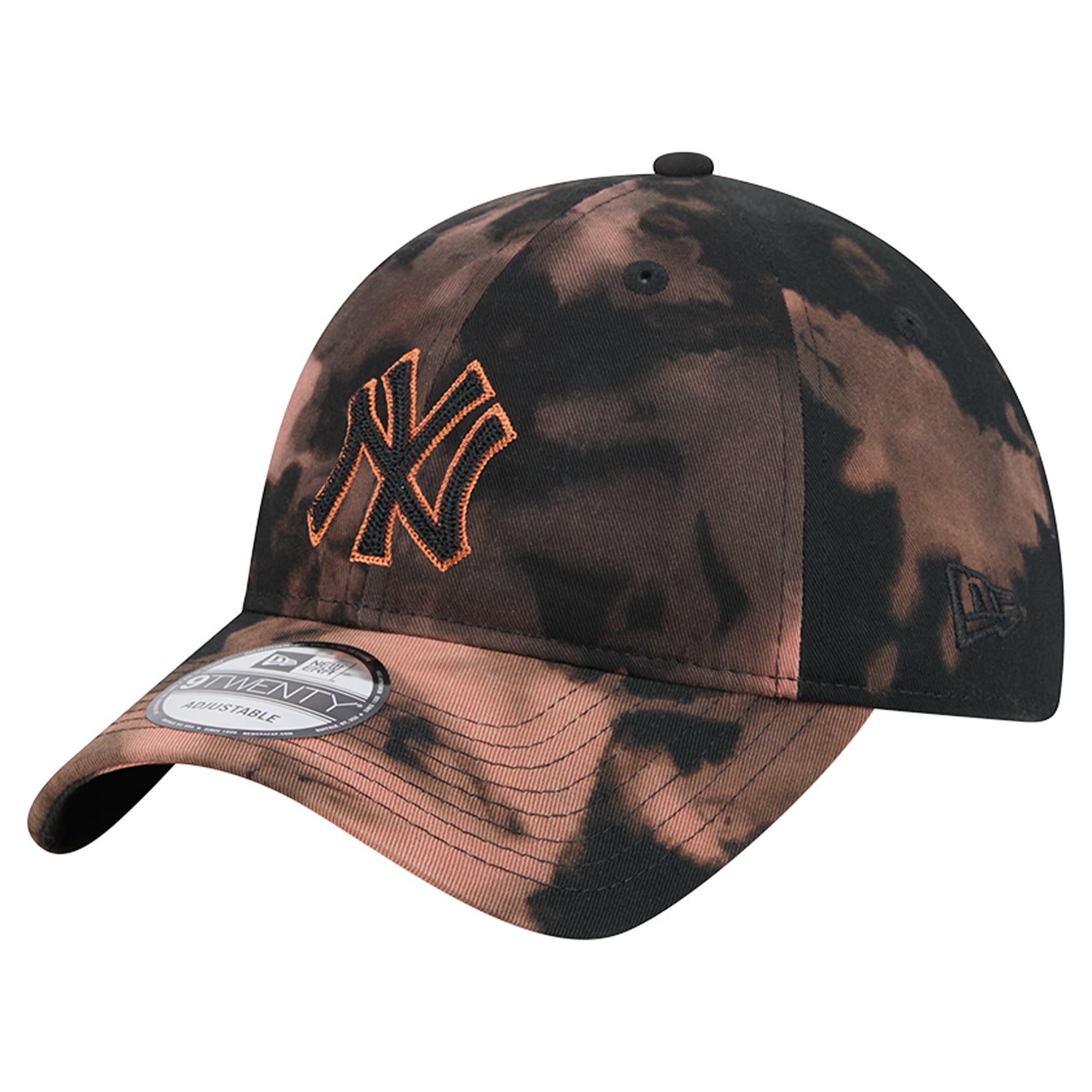 Casquette ajustable New Era noire pour homme, New York Yankees, délavée à l'eau de Javel, modèle 9TWENTY