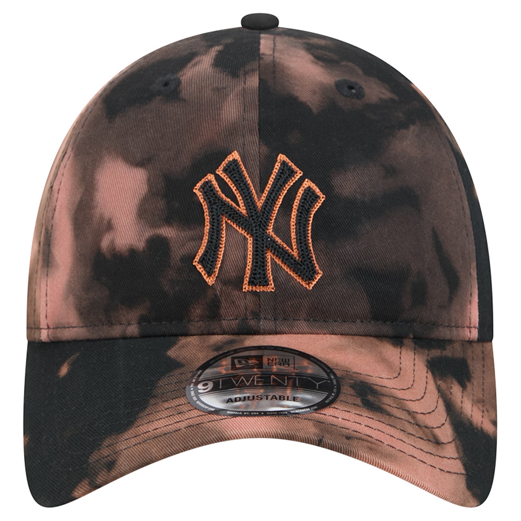Casquette ajustable New Era noire pour homme, New York Yankees, délavée à l'eau de Javel, modèle 9TWENTY