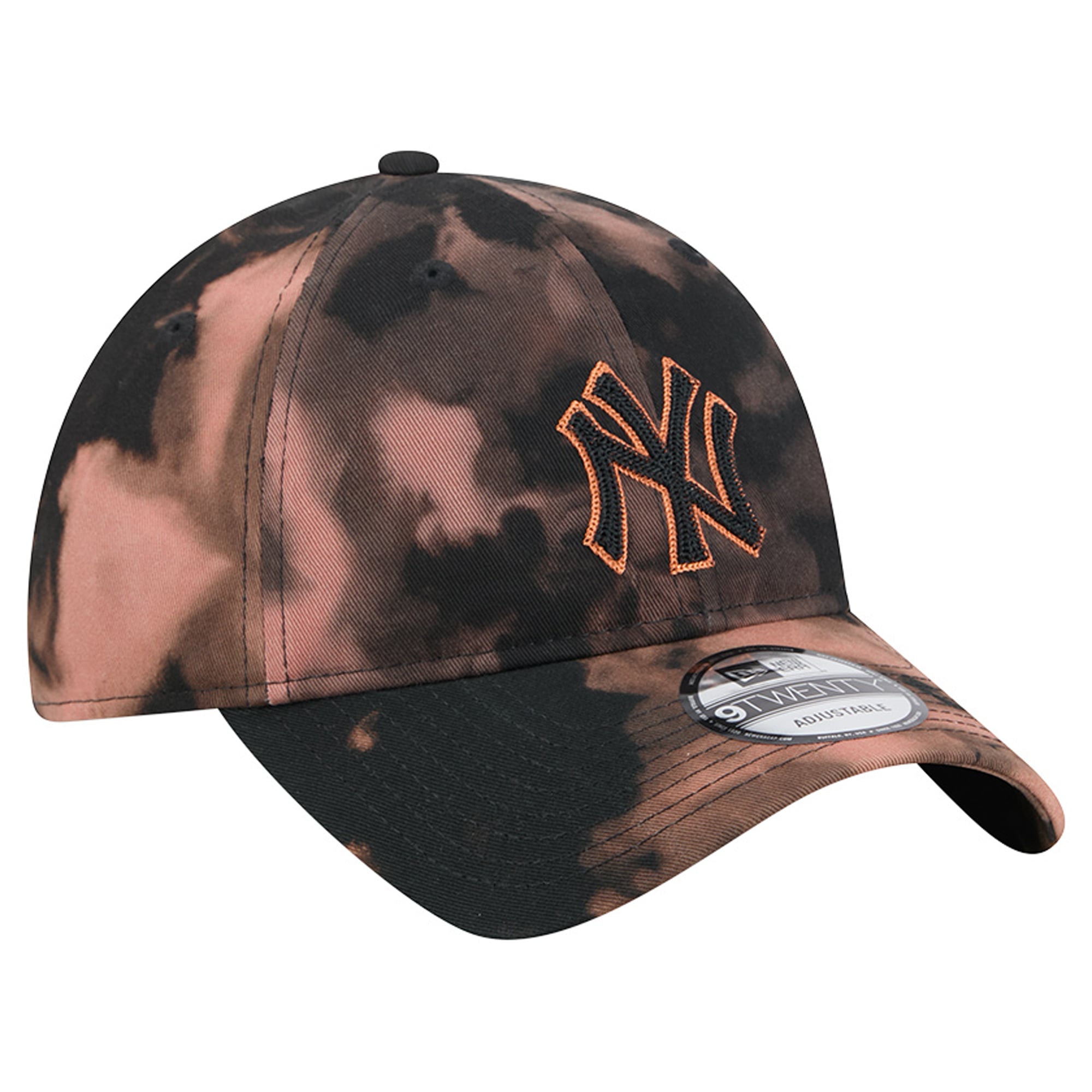 Casquette ajustable New Era noire pour homme, New York Yankees, délavée à l'eau de Javel, modèle 9TWENTY