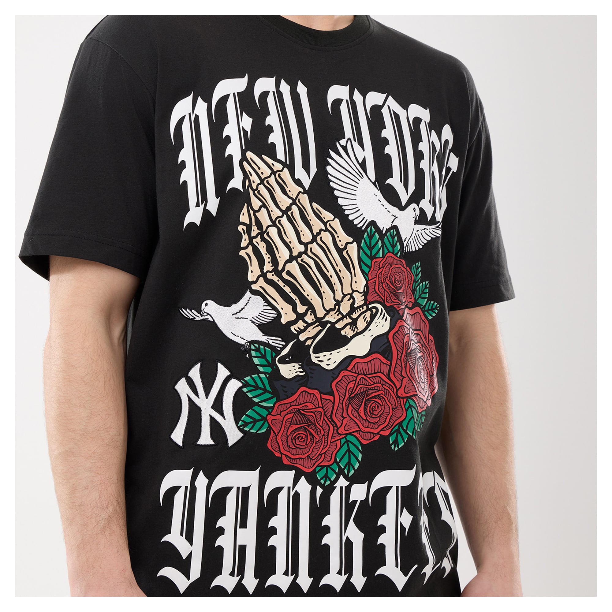 T-shirt New Era noir pour homme, style York Yankees, « Blessed Aesthetic »