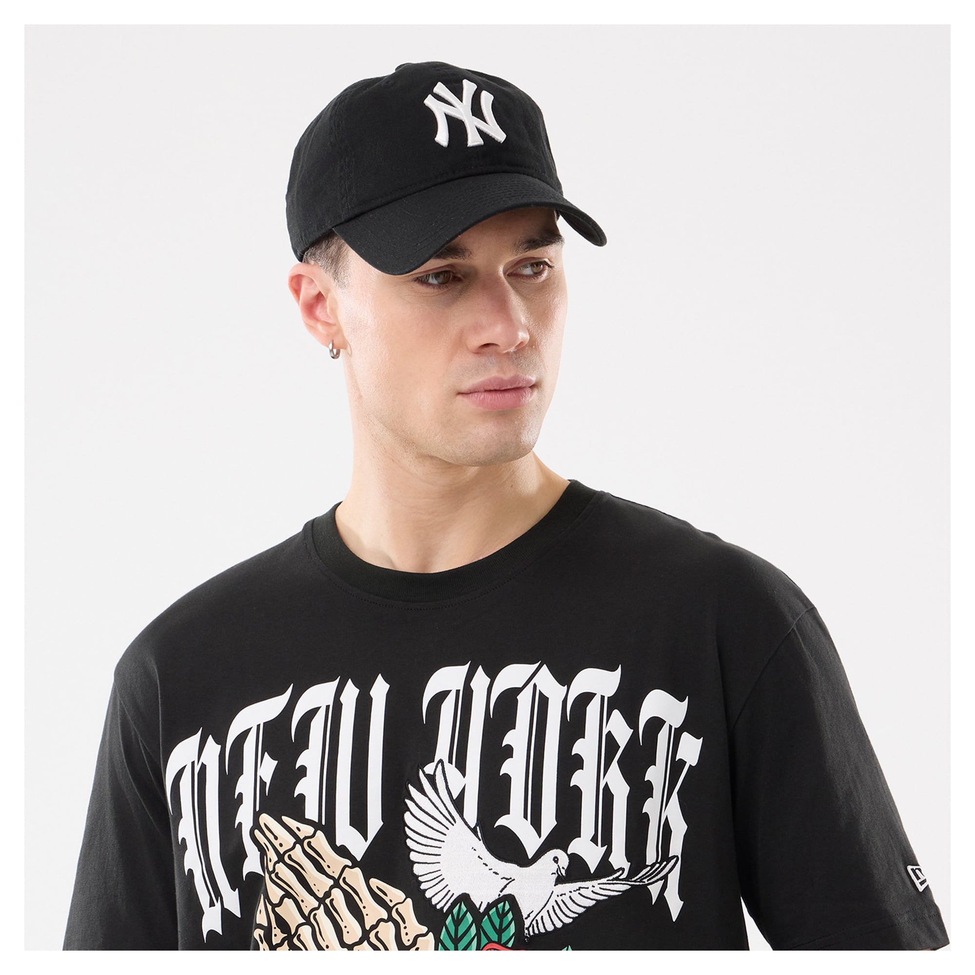T-shirt New Era noir pour homme, style York Yankees, « Blessed Aesthetic »